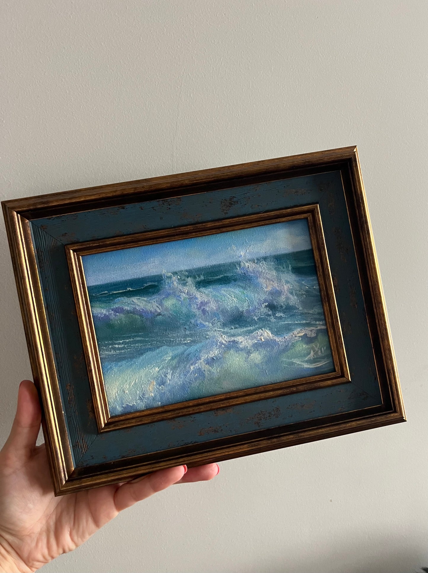 Racing Waves, original seascape oil painting