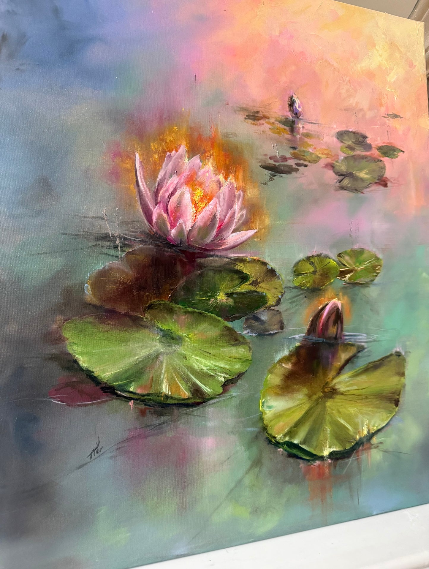 Lily pond painting for sale from the artist.