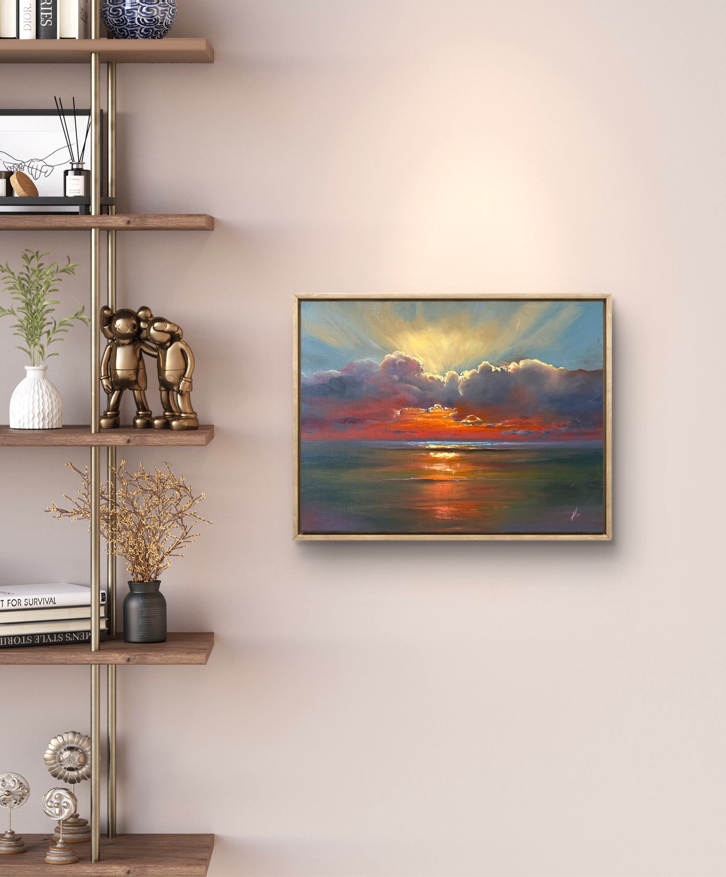Chasing Light, 30x40 cm, original oil on linen seascape