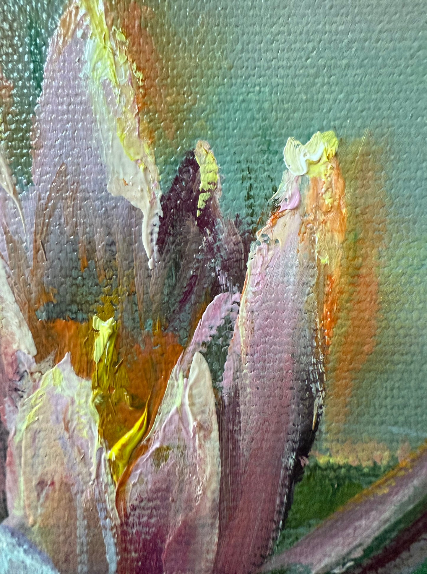 Lilies of Sunrise II, 51x61 cm, original oil on canvas landscape painting