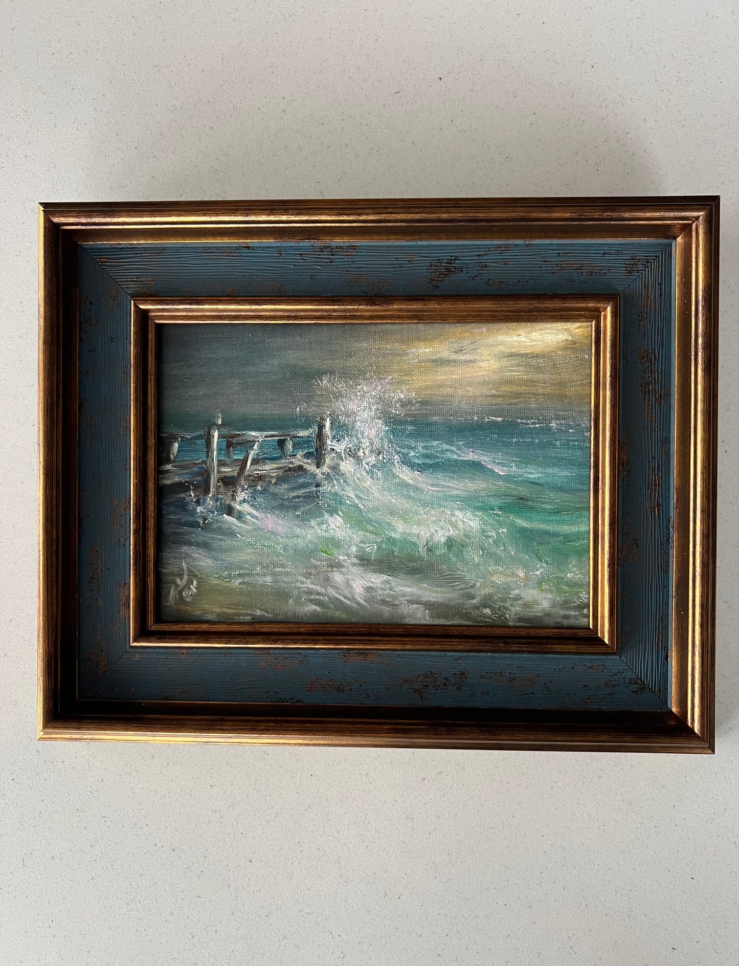 Breaking Dusk II, original seascape oil painting