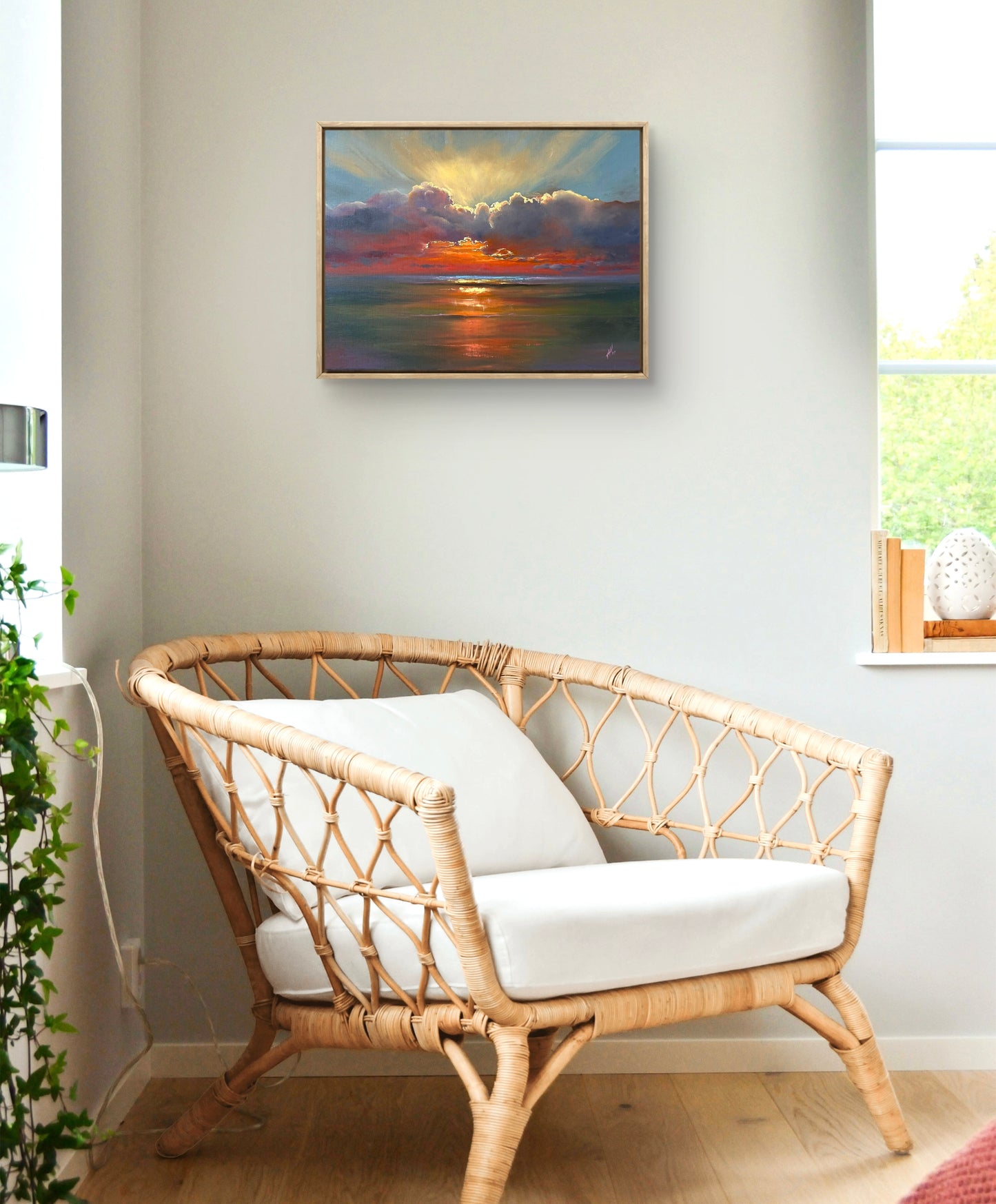 Chasing Light, 30x40 cm, original oil on linen seascape