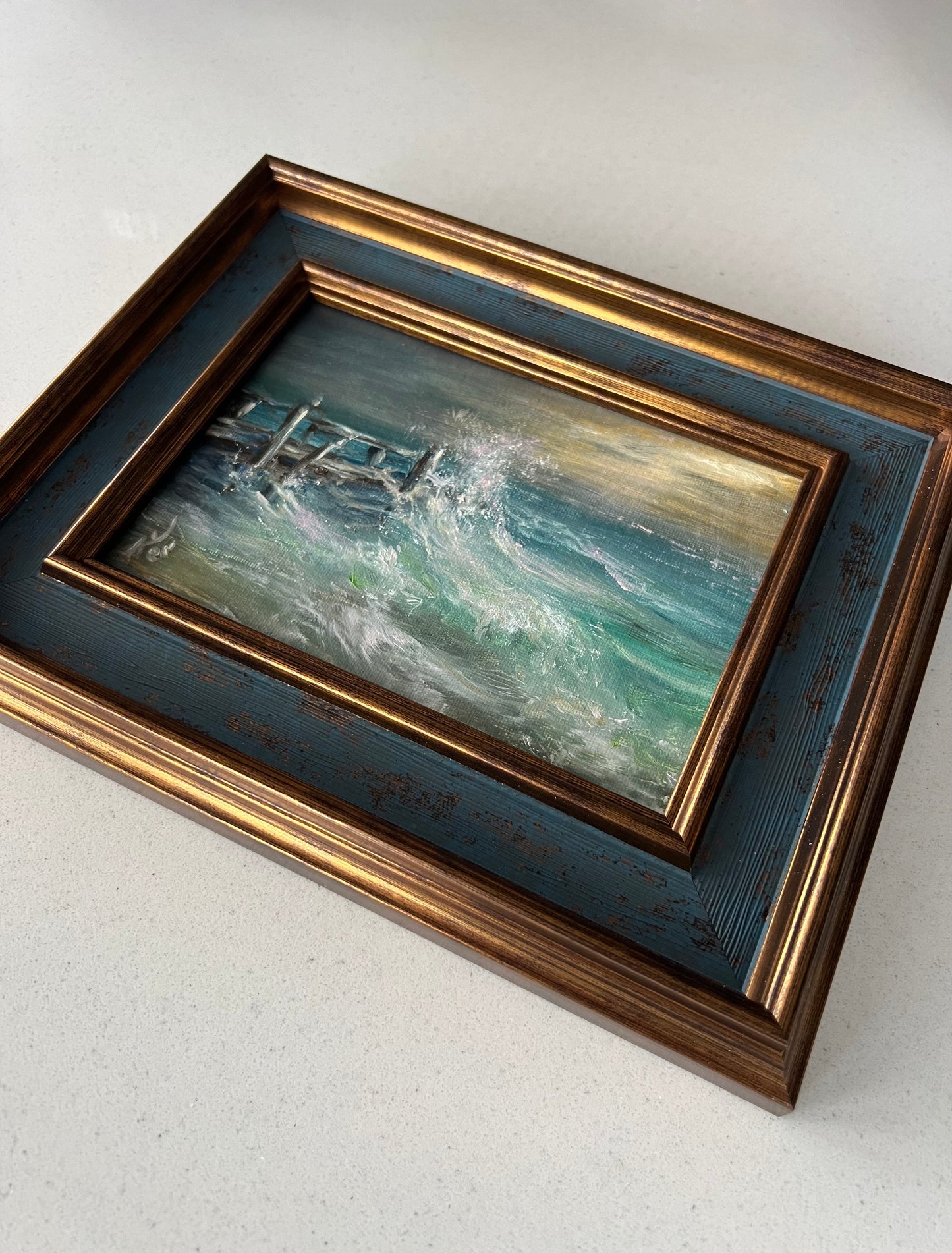 Breaking Dusk II, original seascape oil painting