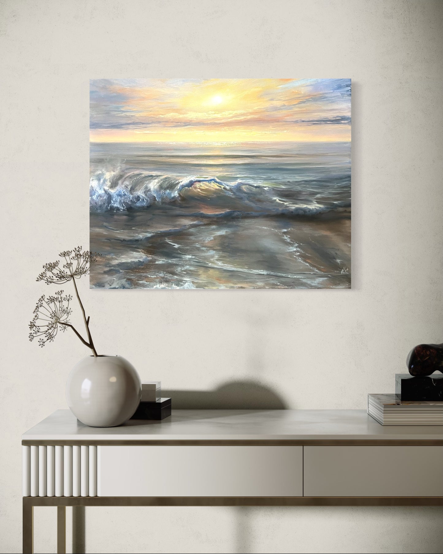 Glimmering Horizon, original oil painting, seascape