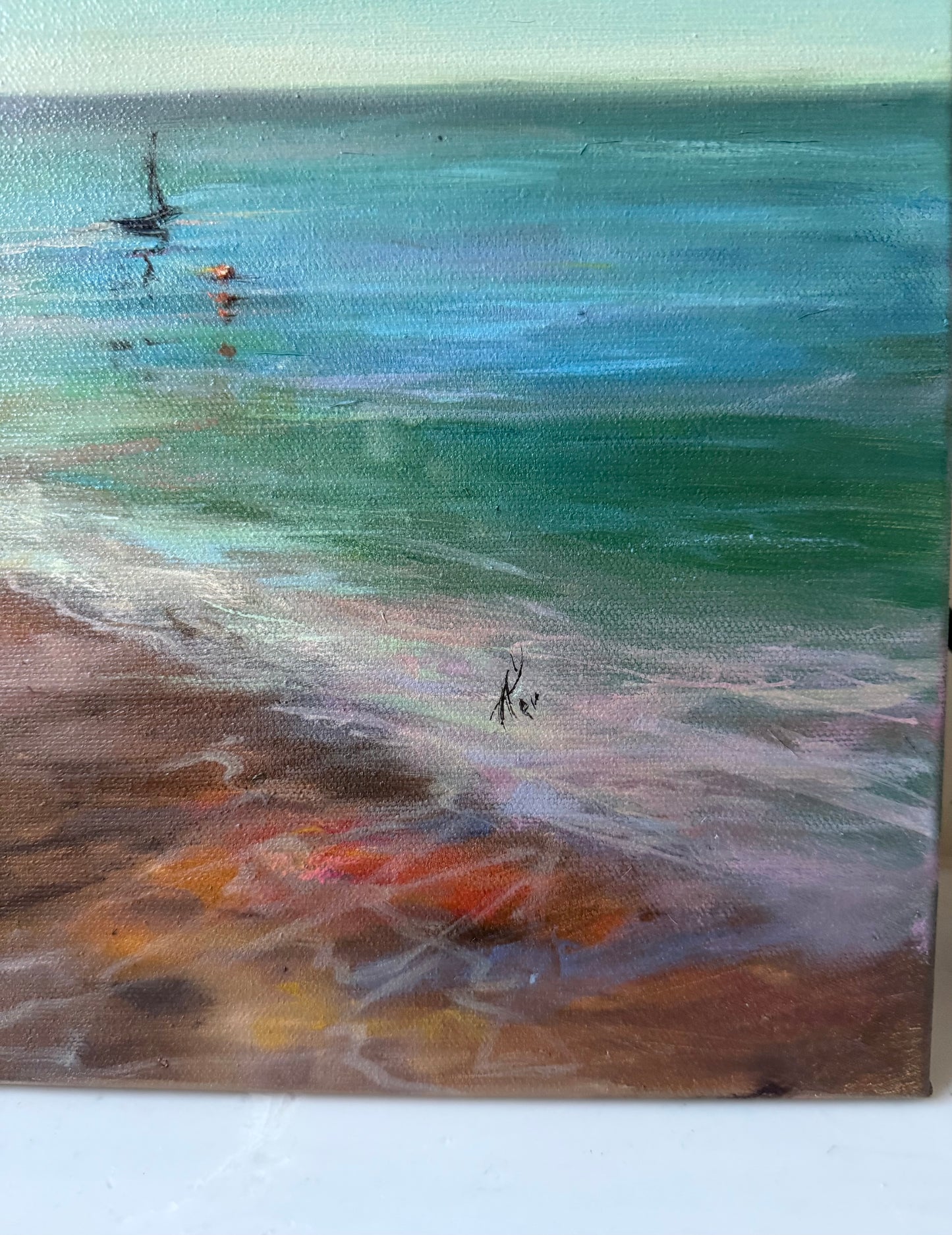 Morning Calm by the Sea, 51x61 cm, original oil painting
