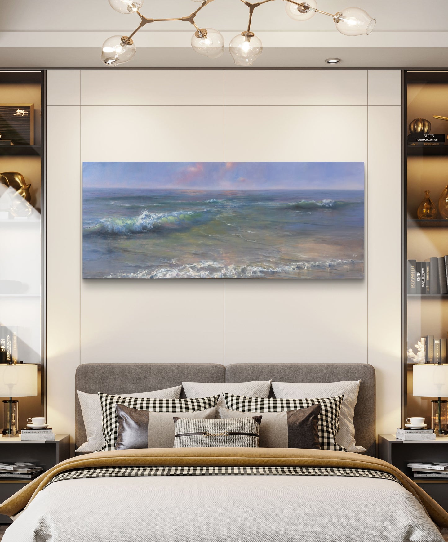Crystal Cove, 50x120 cm, original sea oil painting