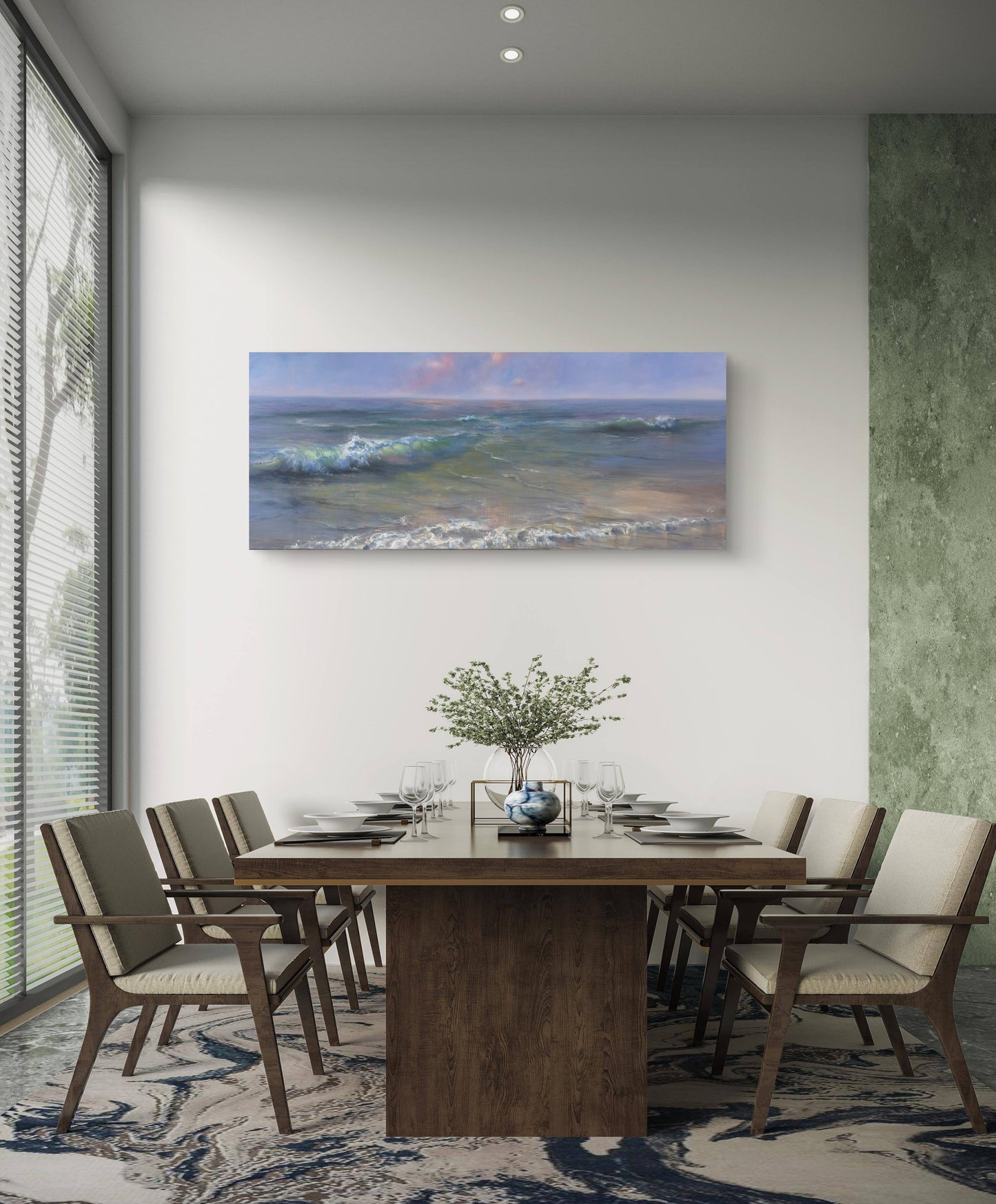 Crystal Cove, 50x120 cm, original sea oil painting