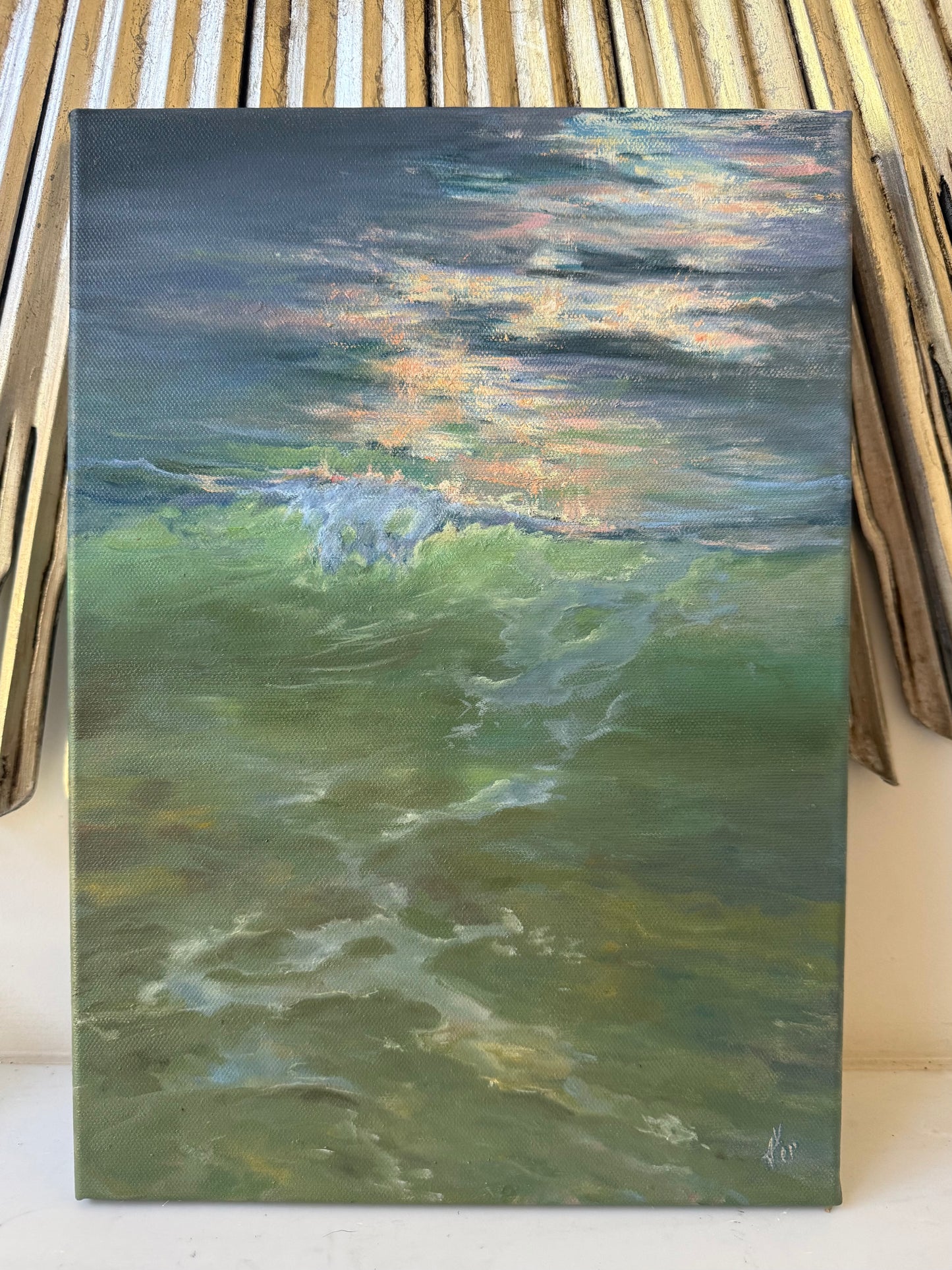 First Light, 25x35cm, original oil on canvas, seascape