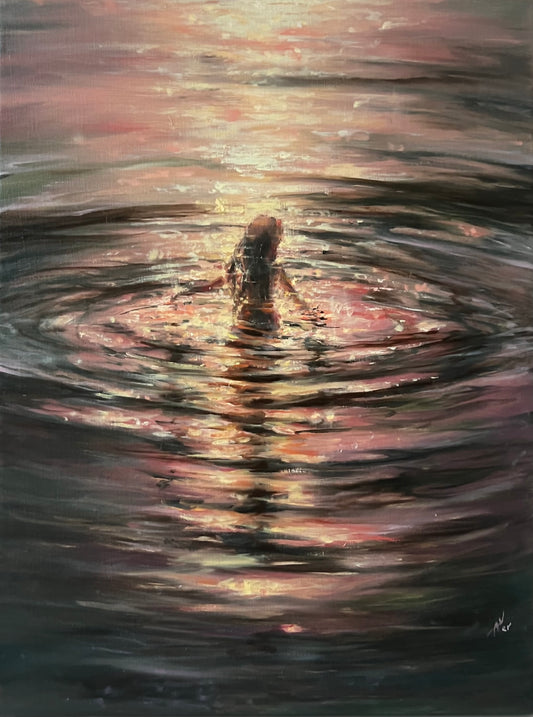 Collecting Stardust, original oil painting, seascape