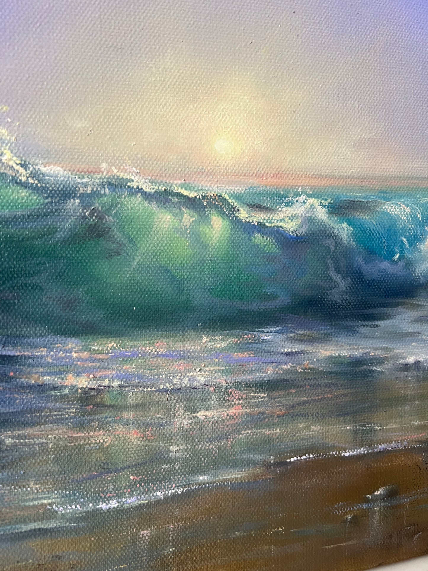 Chasing Sunrise, original oil painting, seascape