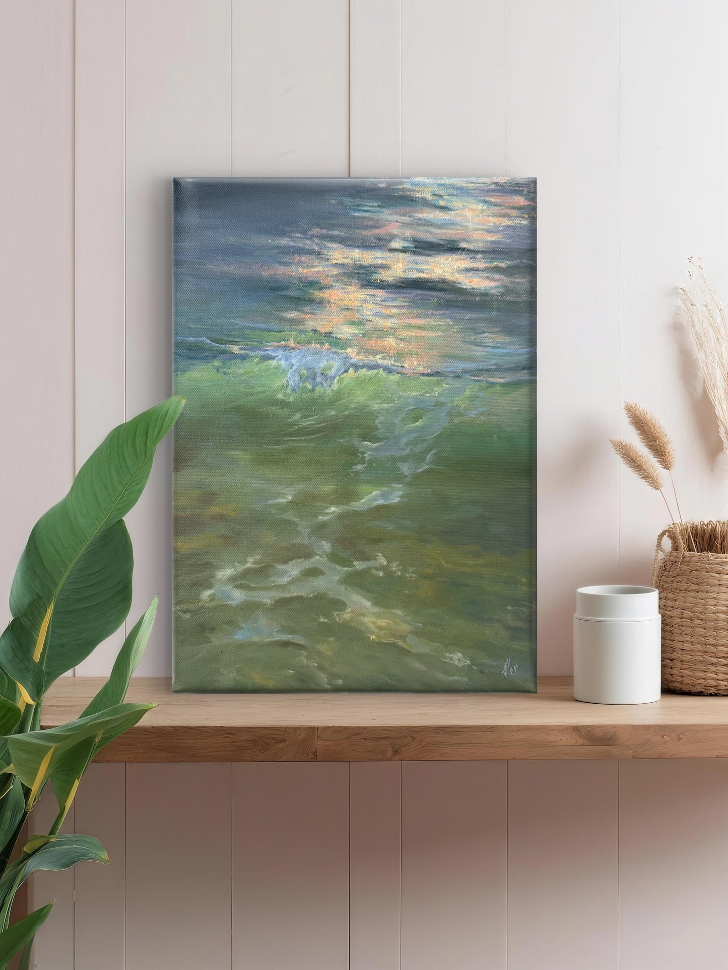 First Light, 25x35cm, original oil on canvas, seascape