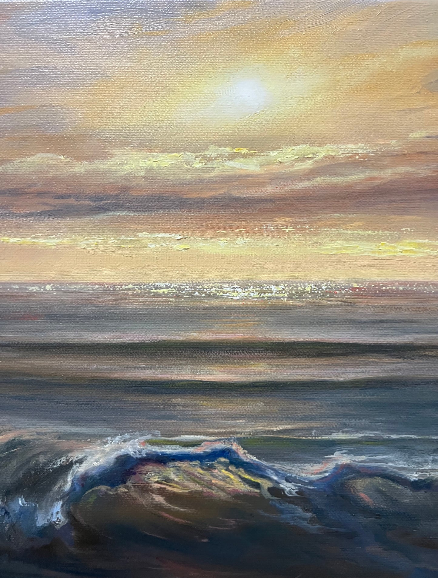 Glimmering Horizon, original oil painting, seascape