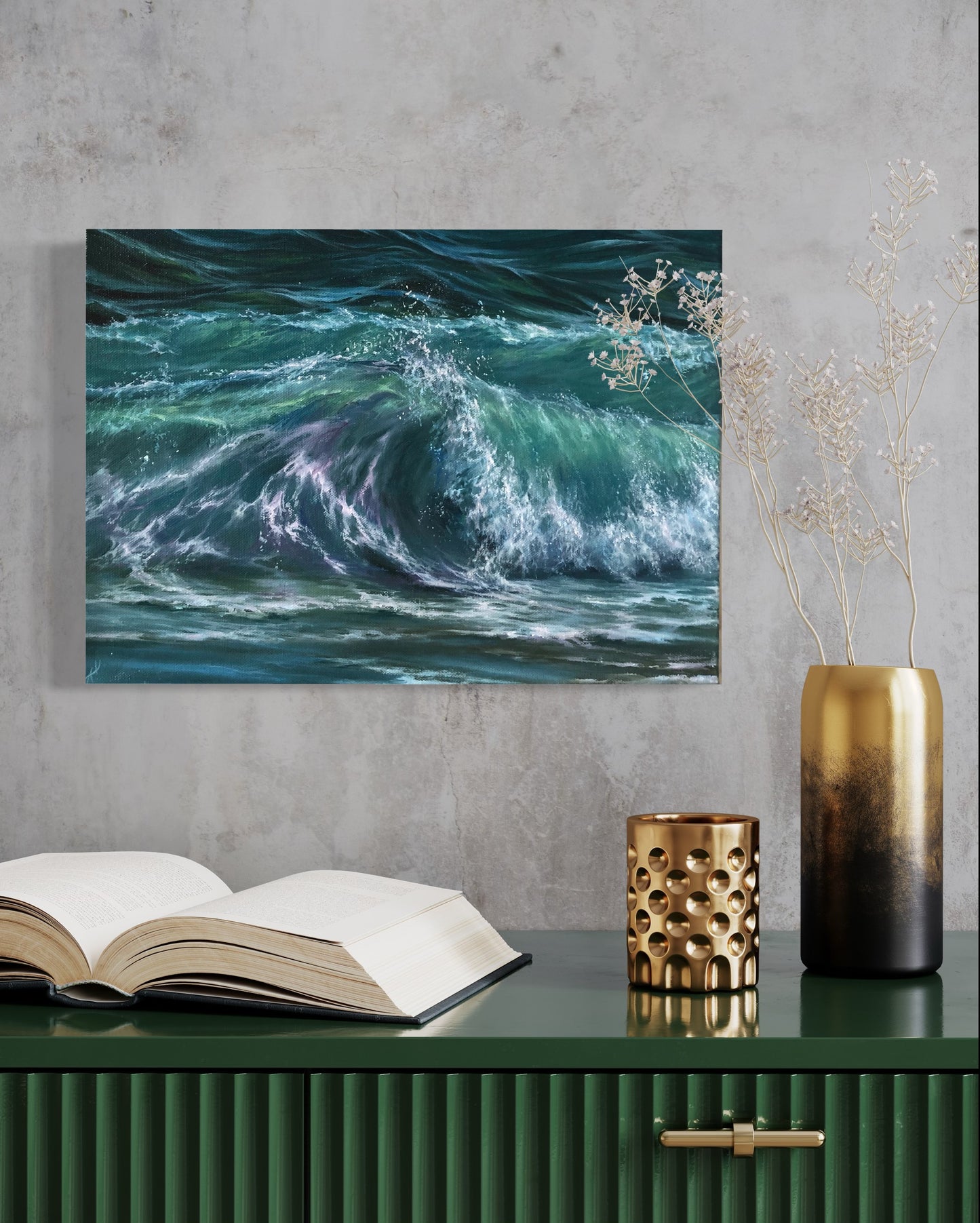 Midsummer Surf, original oil painting, seascape