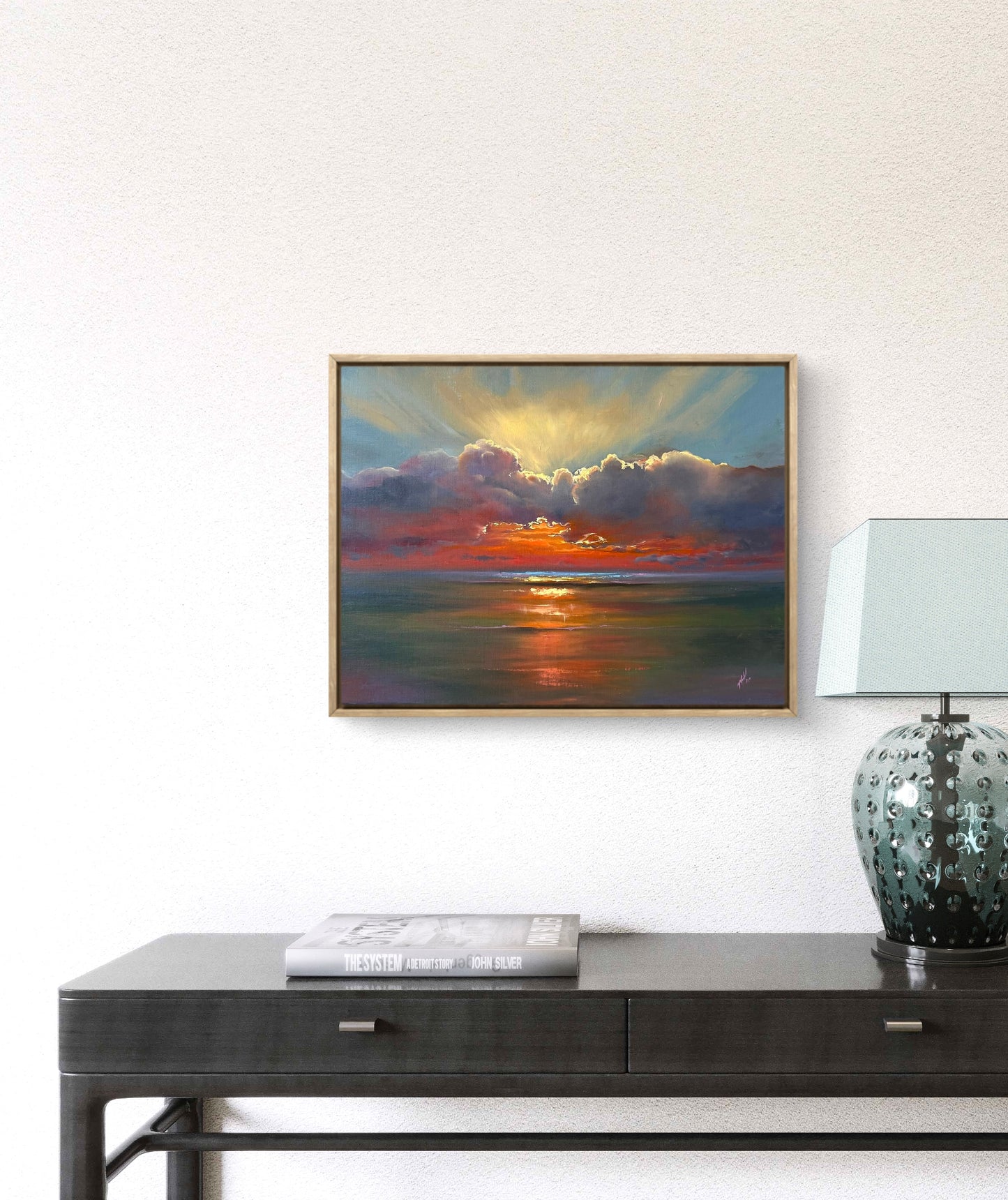 Chasing Light, 30x40 cm, original oil on linen seascape