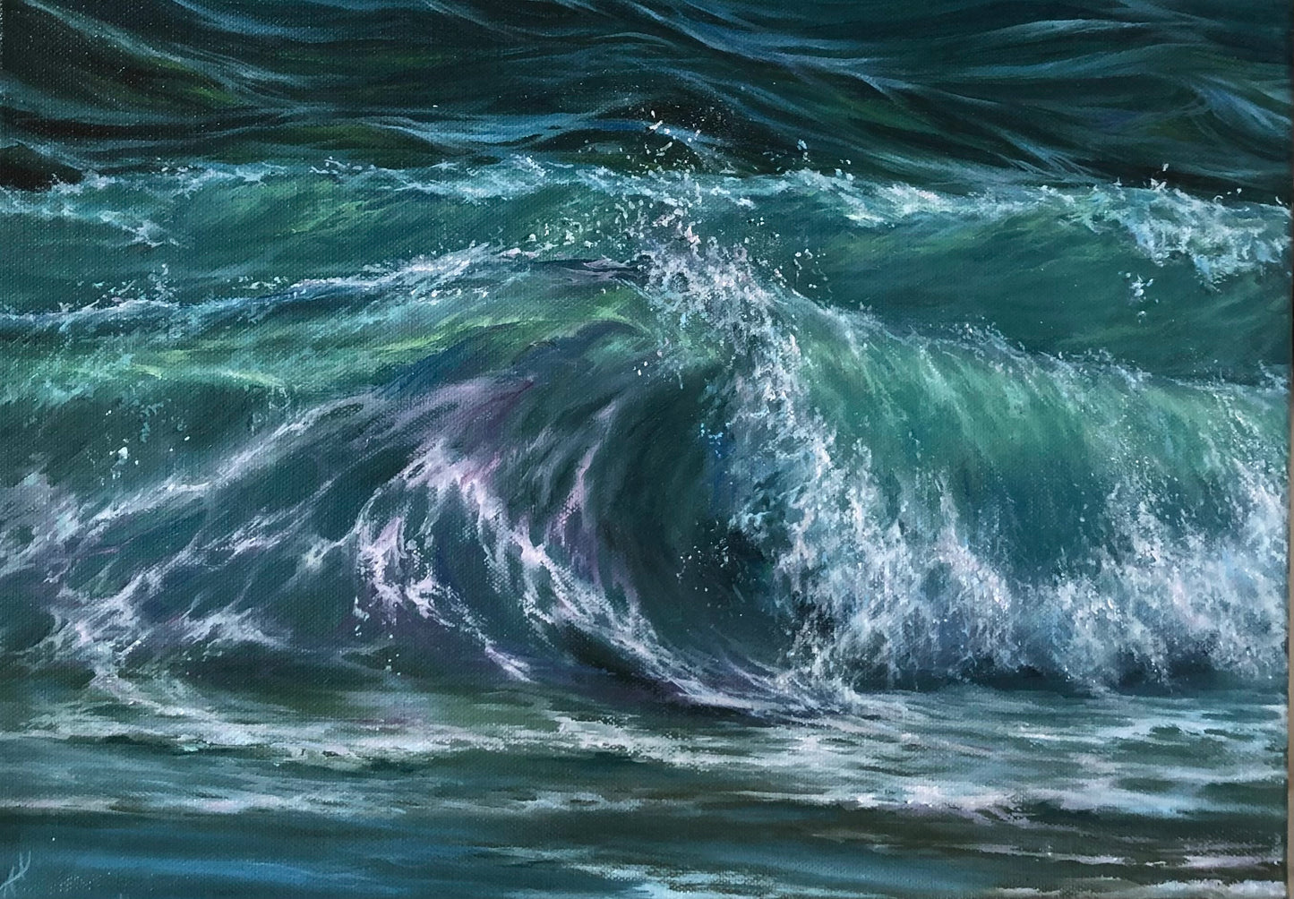 Midsummer Surf, original oil painting, seascape