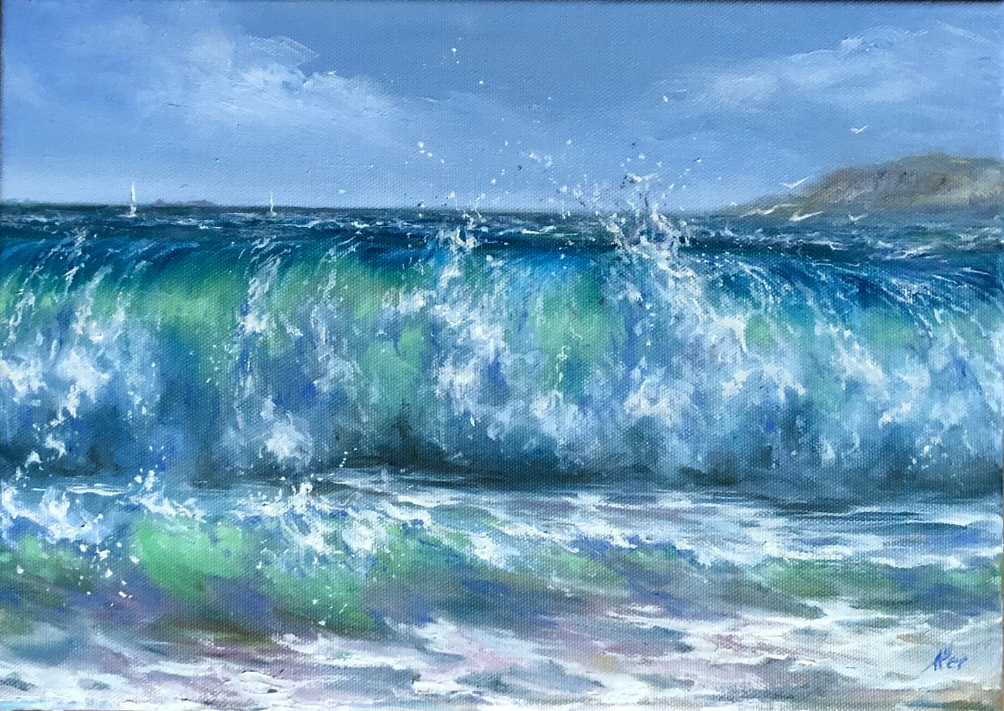 Gentle Sea Breeze, original oil painting, seascape