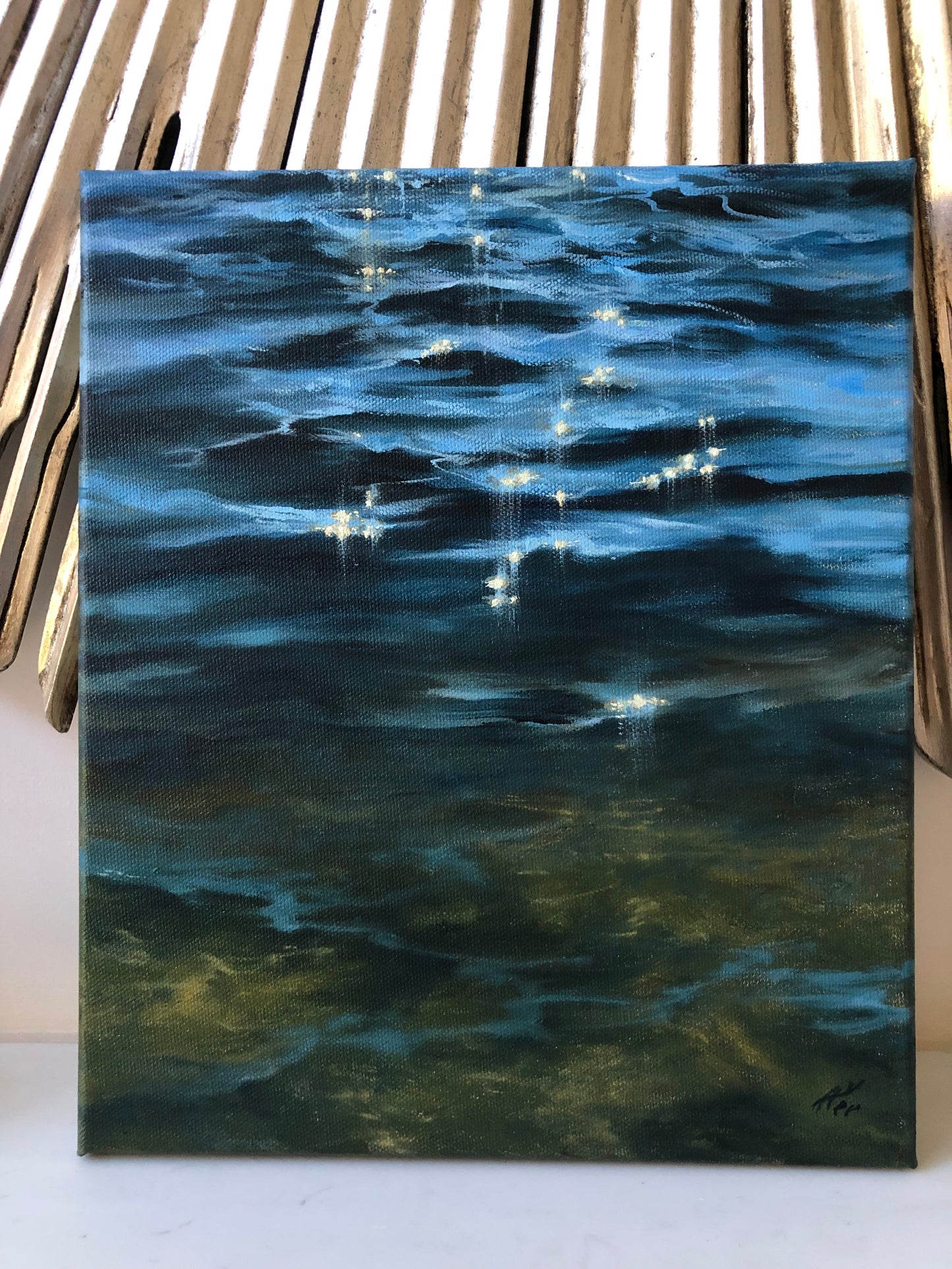 Gentle Sunsparkles, original oil painting, seascape