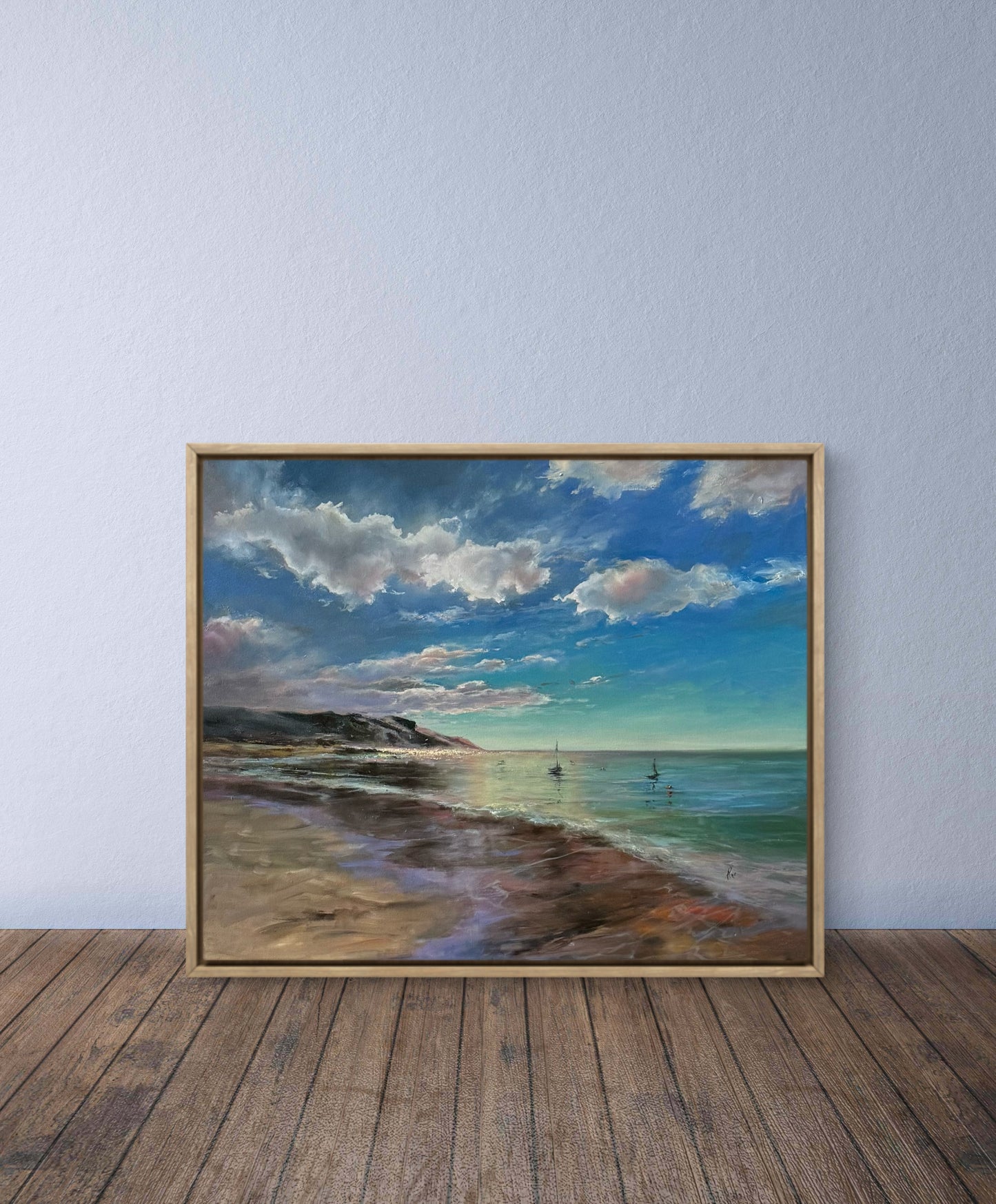 Morning Calm by the Sea, 51x61 cm, original oil painting