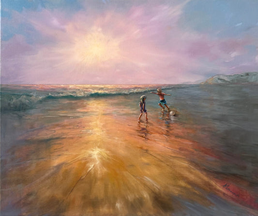 By the Sea(BFF), 51x61 cm, original sea oil painting