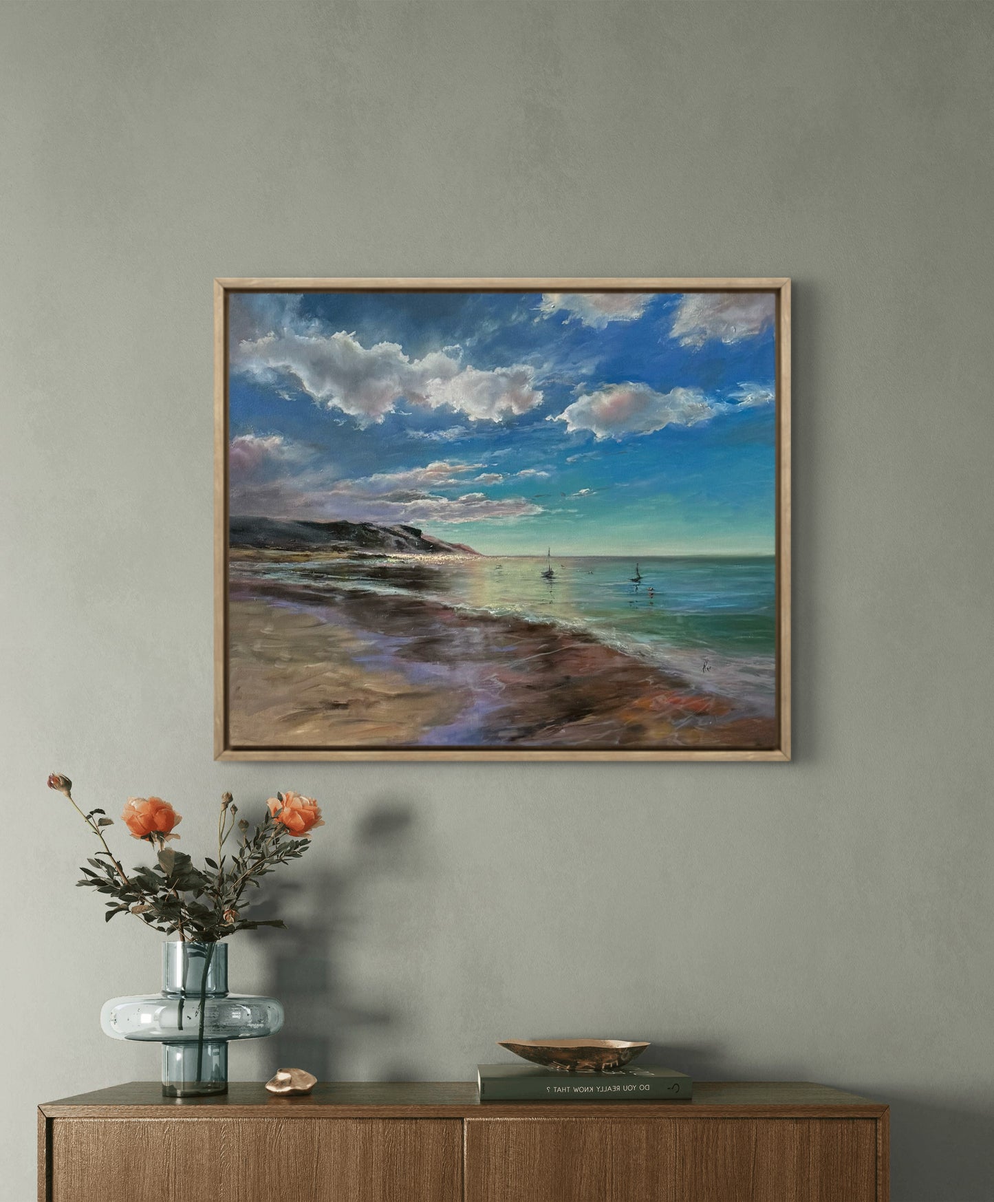 Morning Calm by the Sea, 51x61 cm, original oil painting