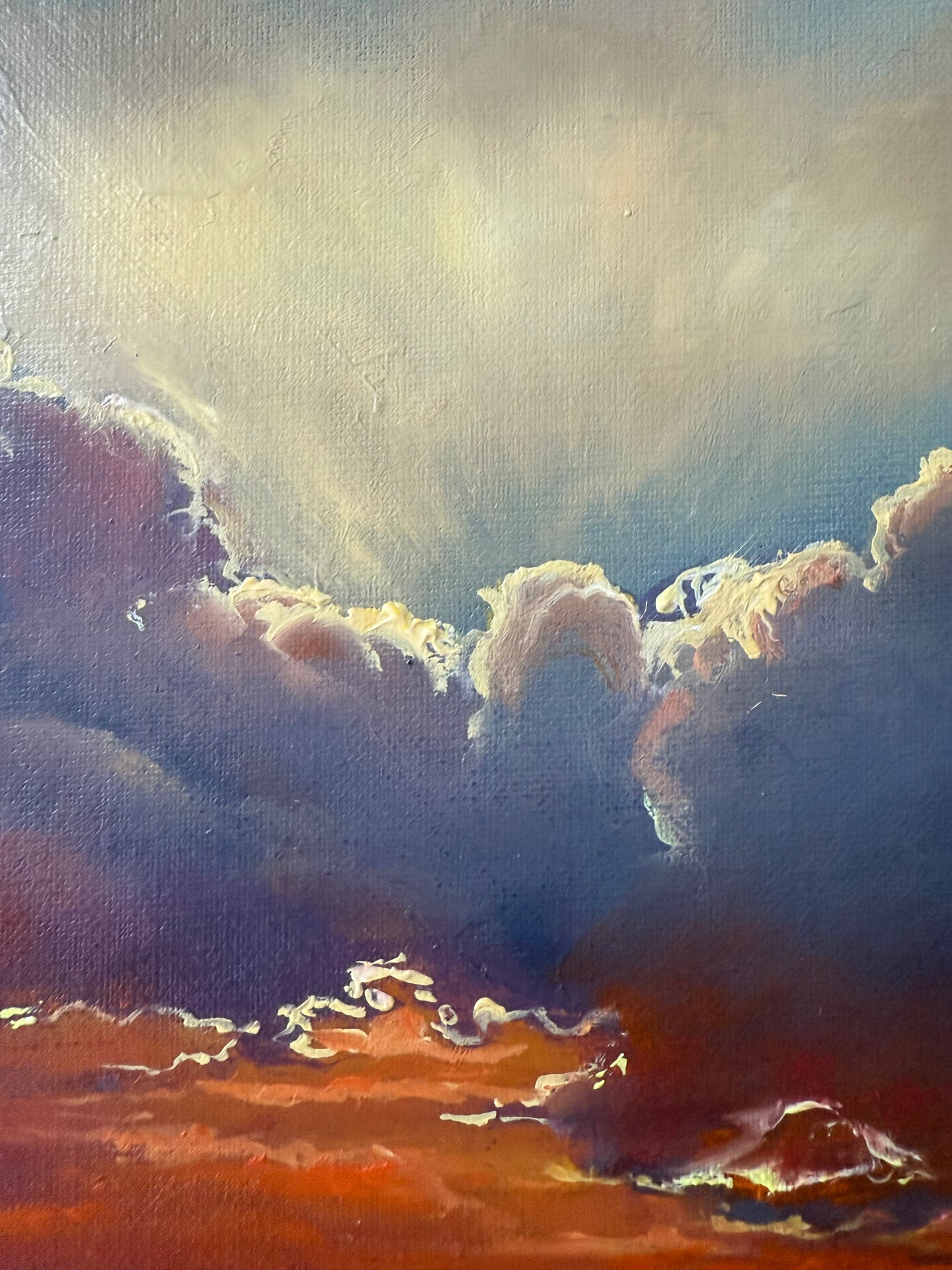 Chasing Light, 30x40 cm, original oil on linen seascape