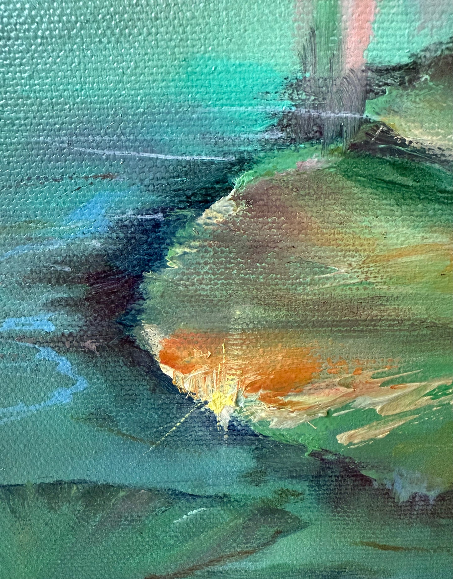 Lilies of Sunrise II, 51x61 cm, original oil on canvas landscape painting