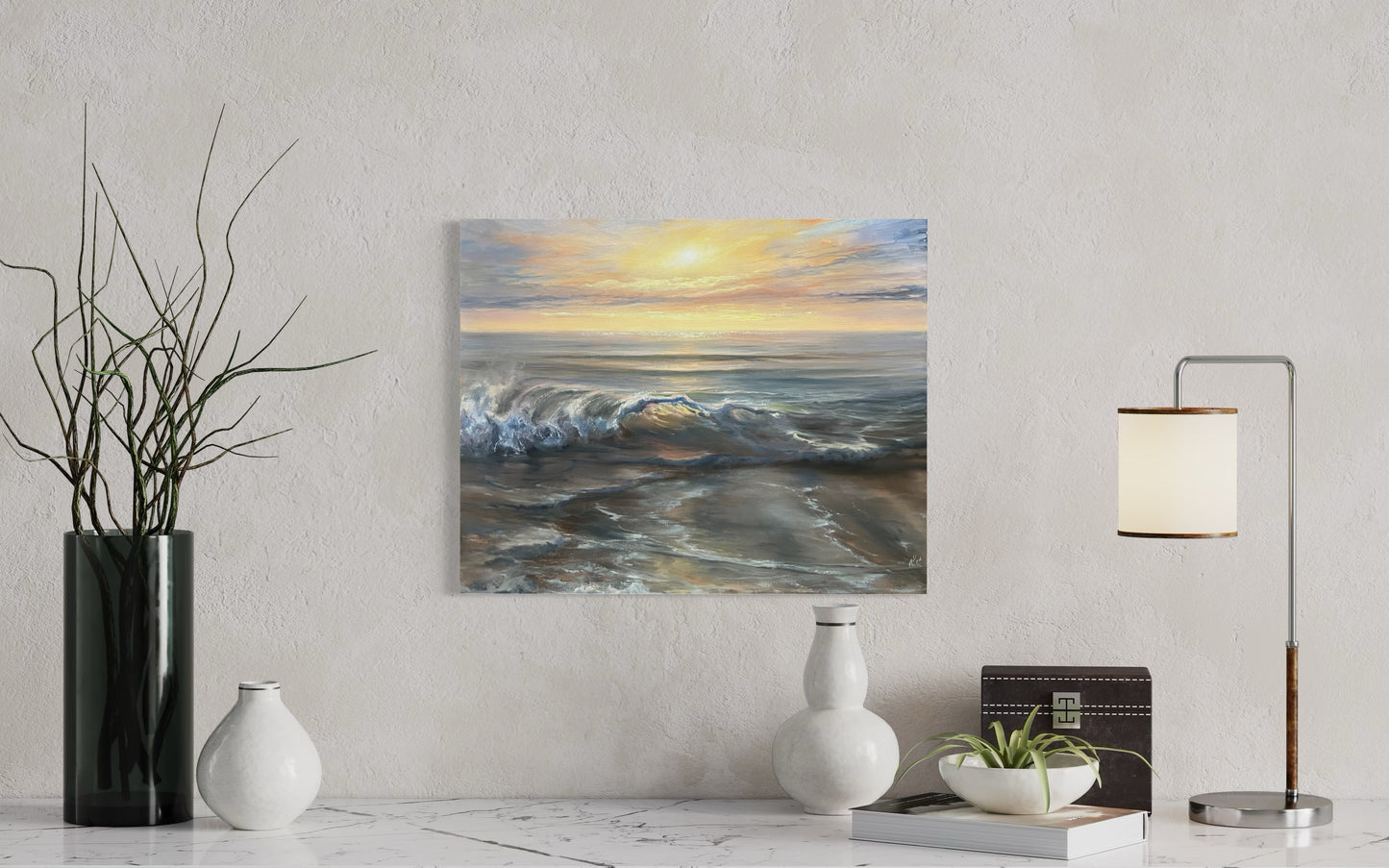 Glimmering Horizon, original oil painting, seascape