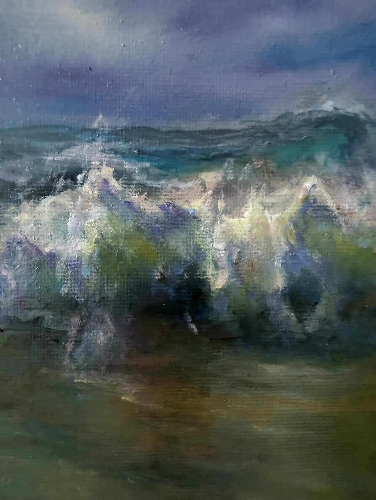 August storm. Summer memories series, 20x25.5 cm, original seascape oil painting