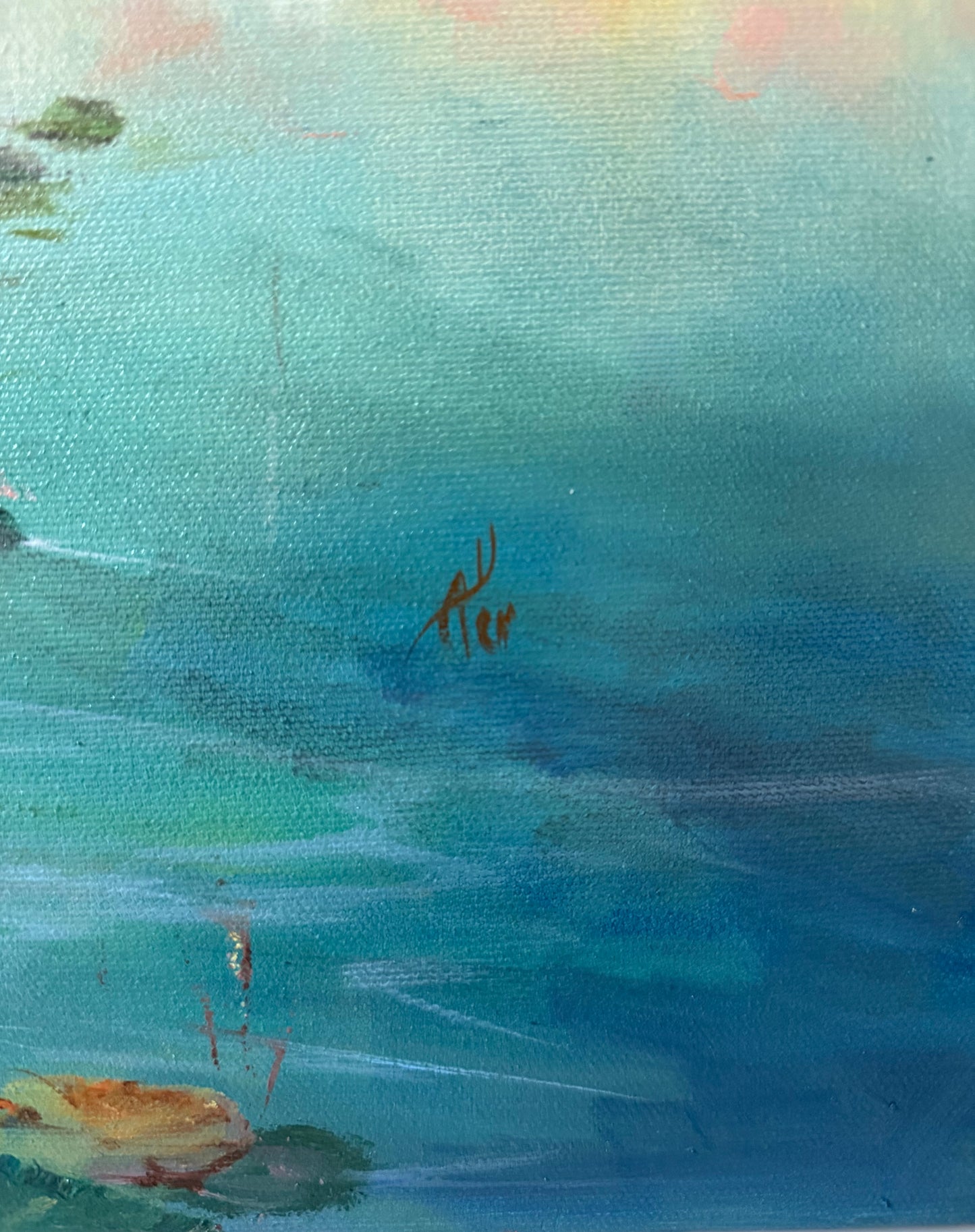 Lilies of Sunrise II, 51x61 cm, original oil on canvas landscape painting