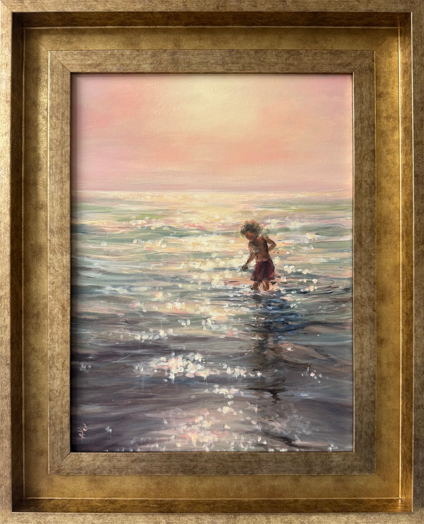 Sunlit, 40x30cm, linen, original oil painting, seascape