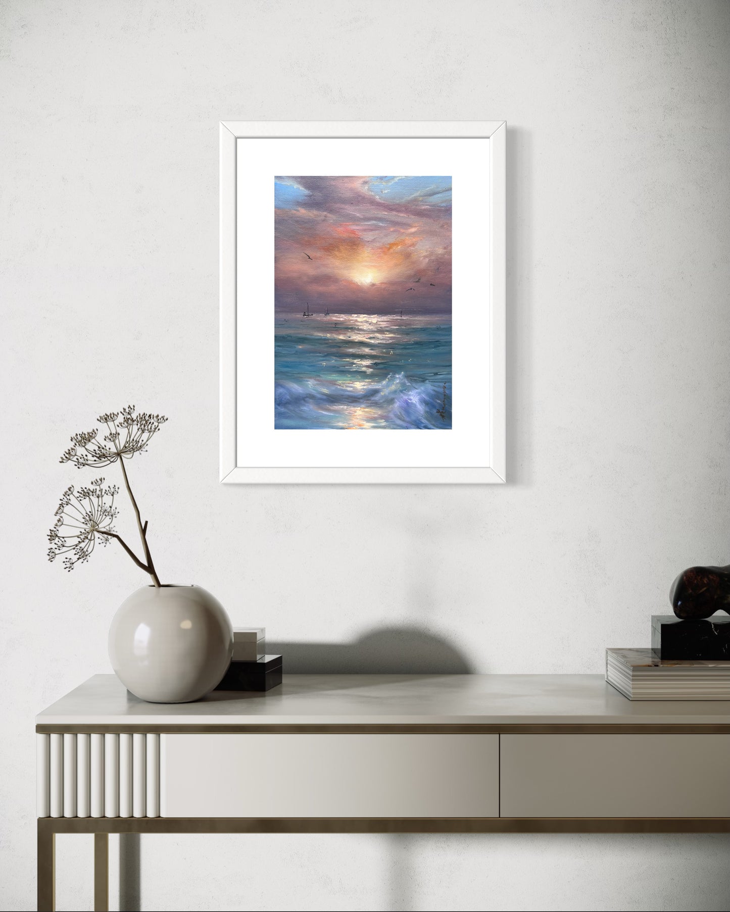 New Dawn, original seascape oil painting