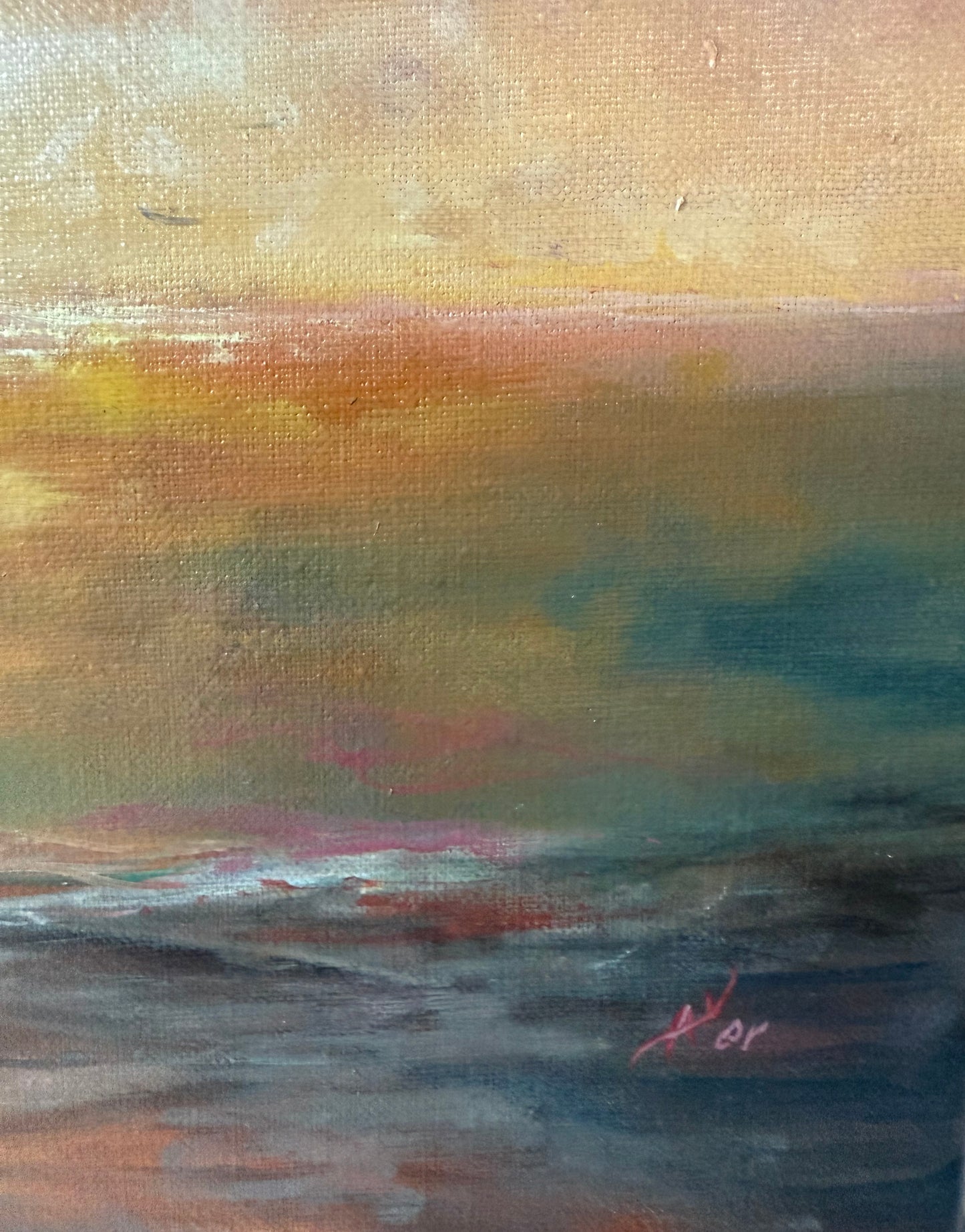 Cascading Light, 30x40 cm, original oil on linen seascape