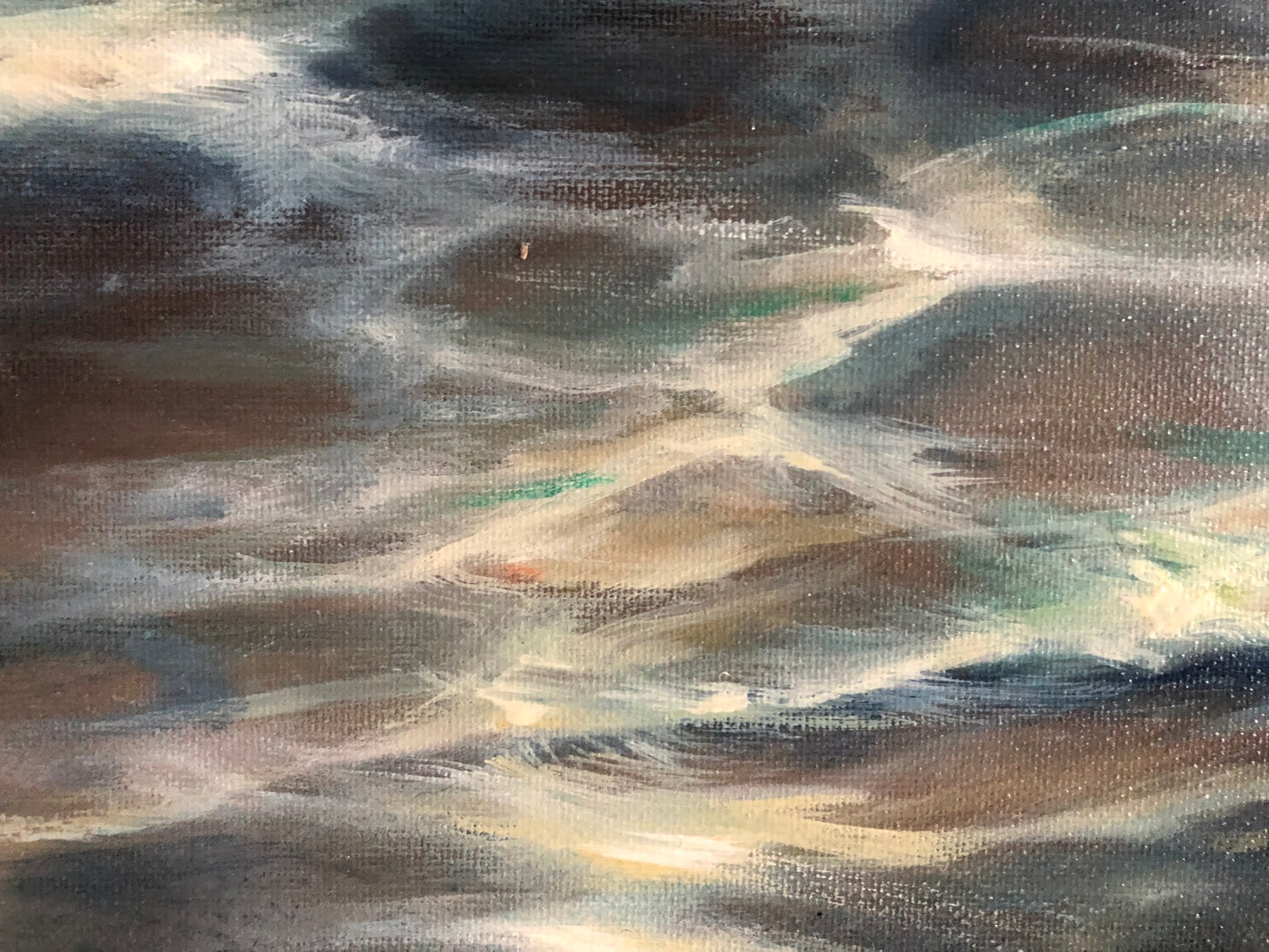 Underwater Lights, seascape original oil painting