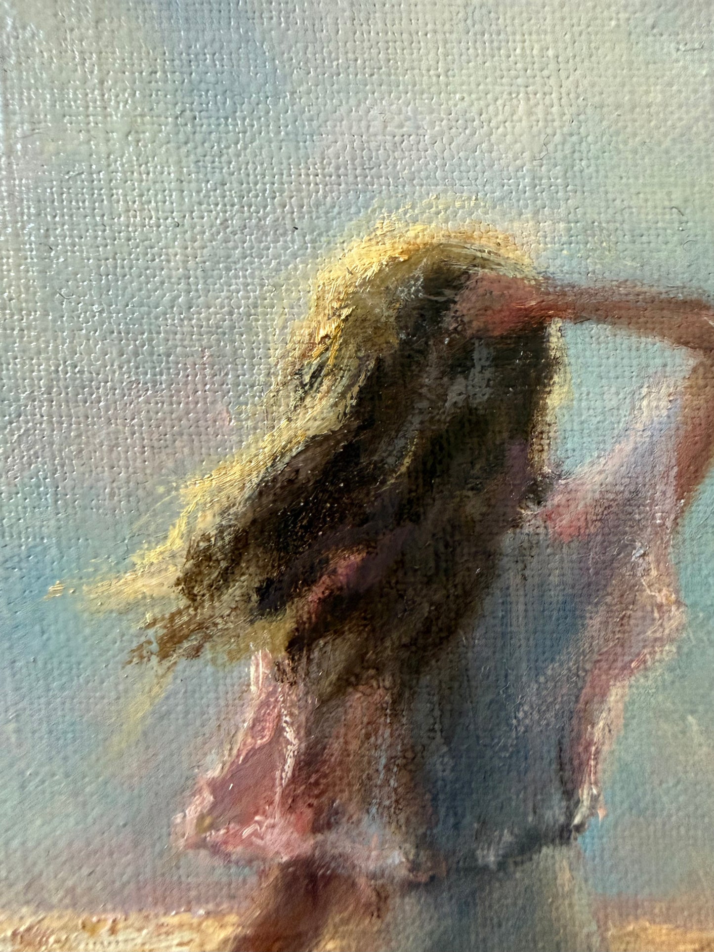 Those moments we all cherish. Summer by the beach.  Original oil painting, seascape