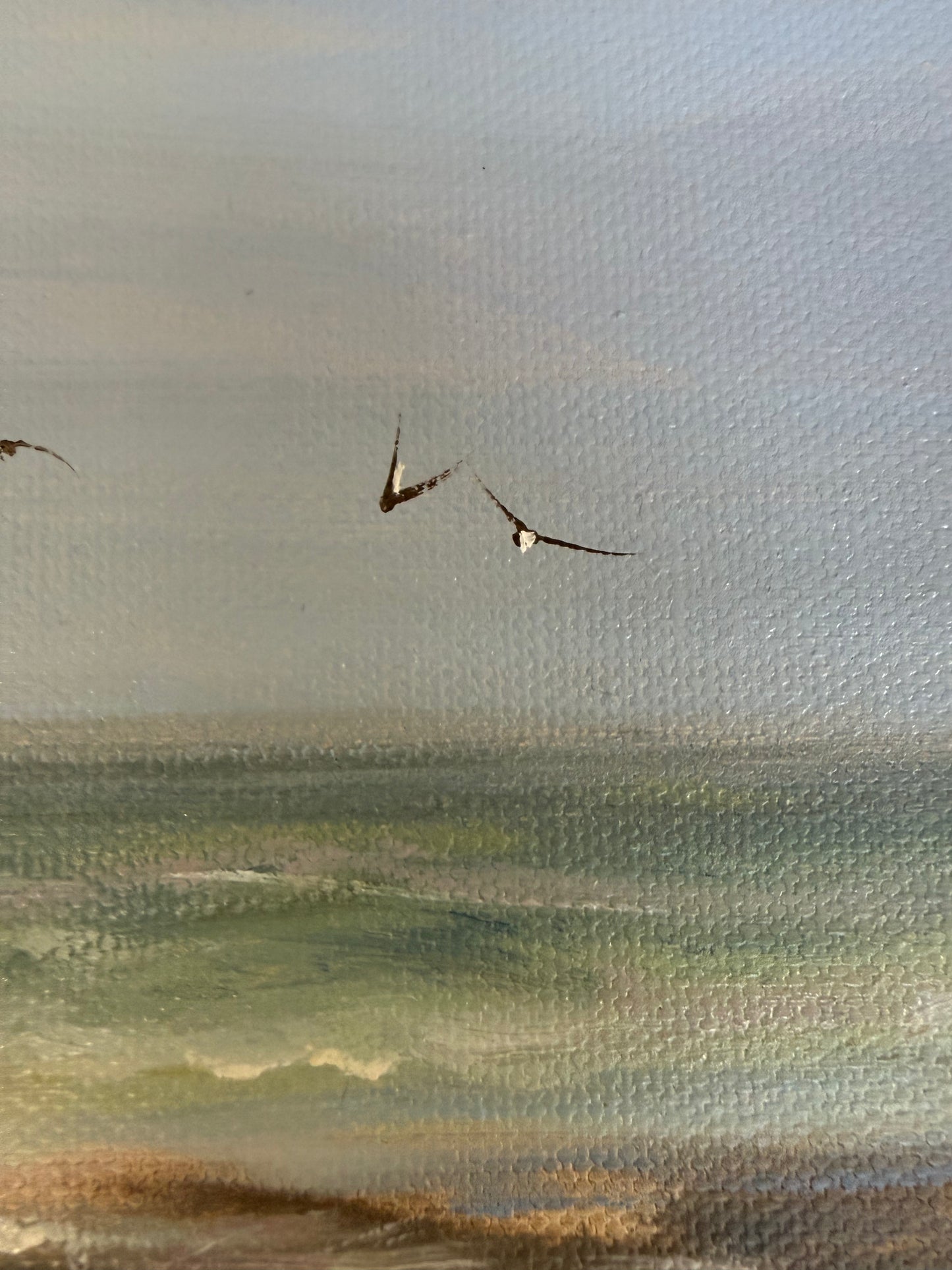 Dancing with Seagulls, 30x40cm, linen, original oil painting, seascape