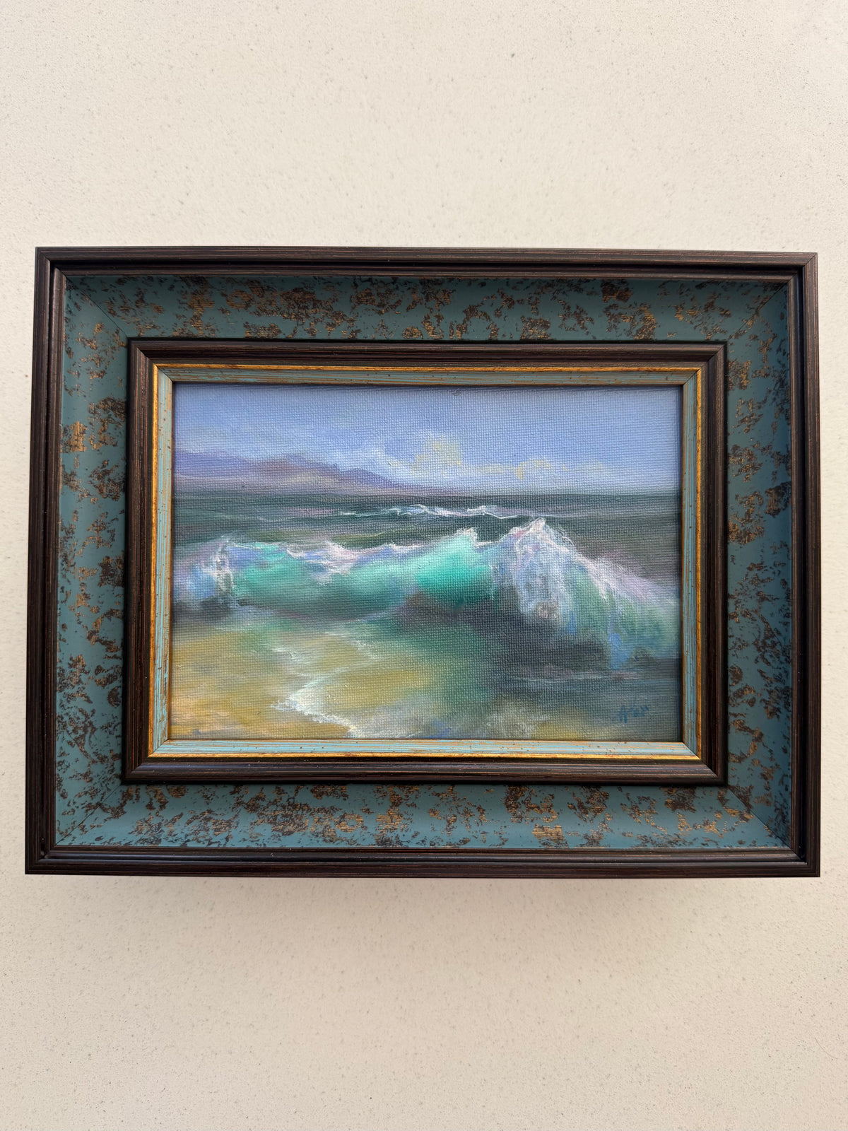 Last summer’s light. Summer memories series, 13x18 cm, original seascape oil painting (Copy)