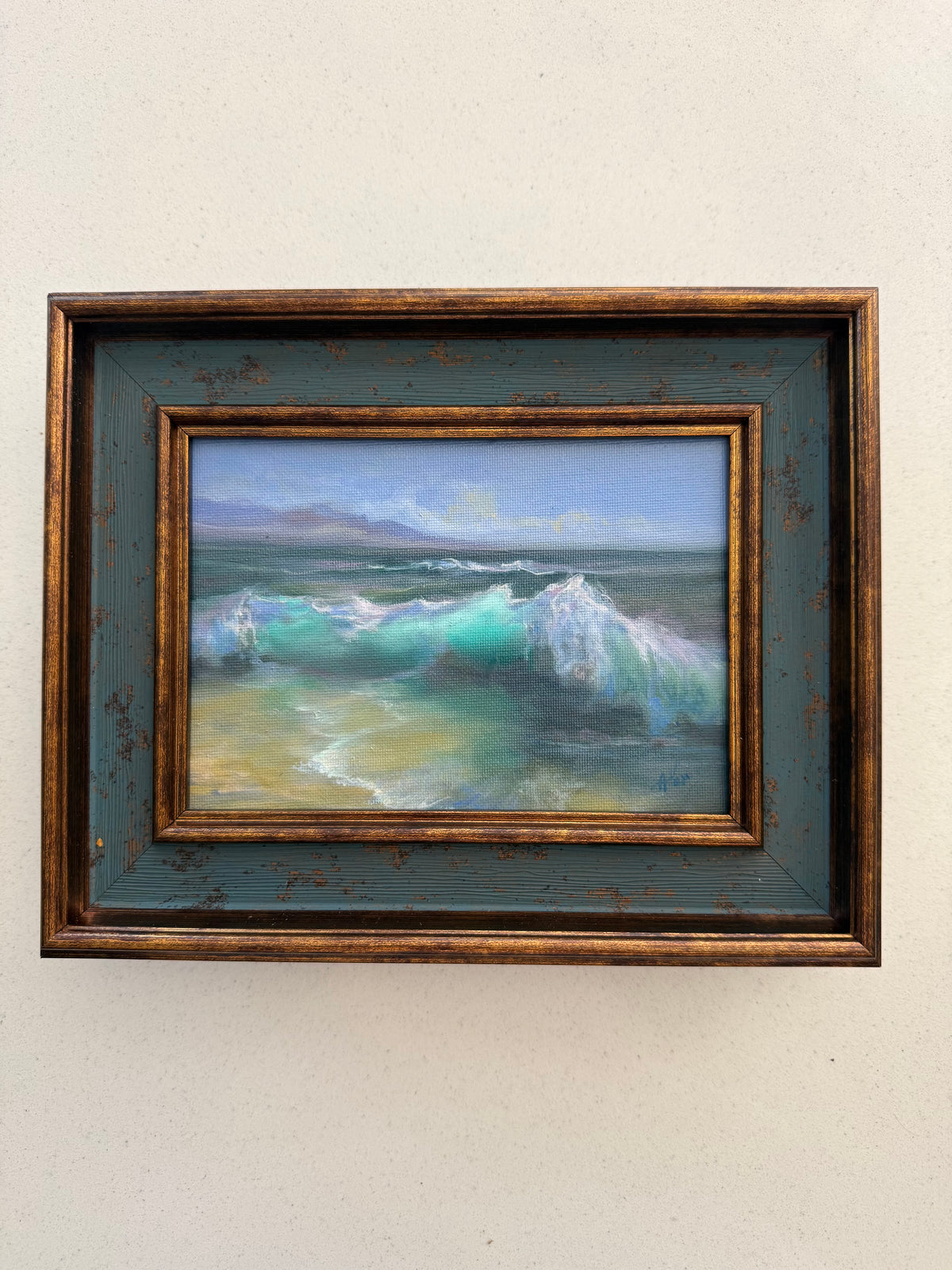 Last summer’s light. Summer memories series, 13x18 cm, original seascape oil painting (Copy)