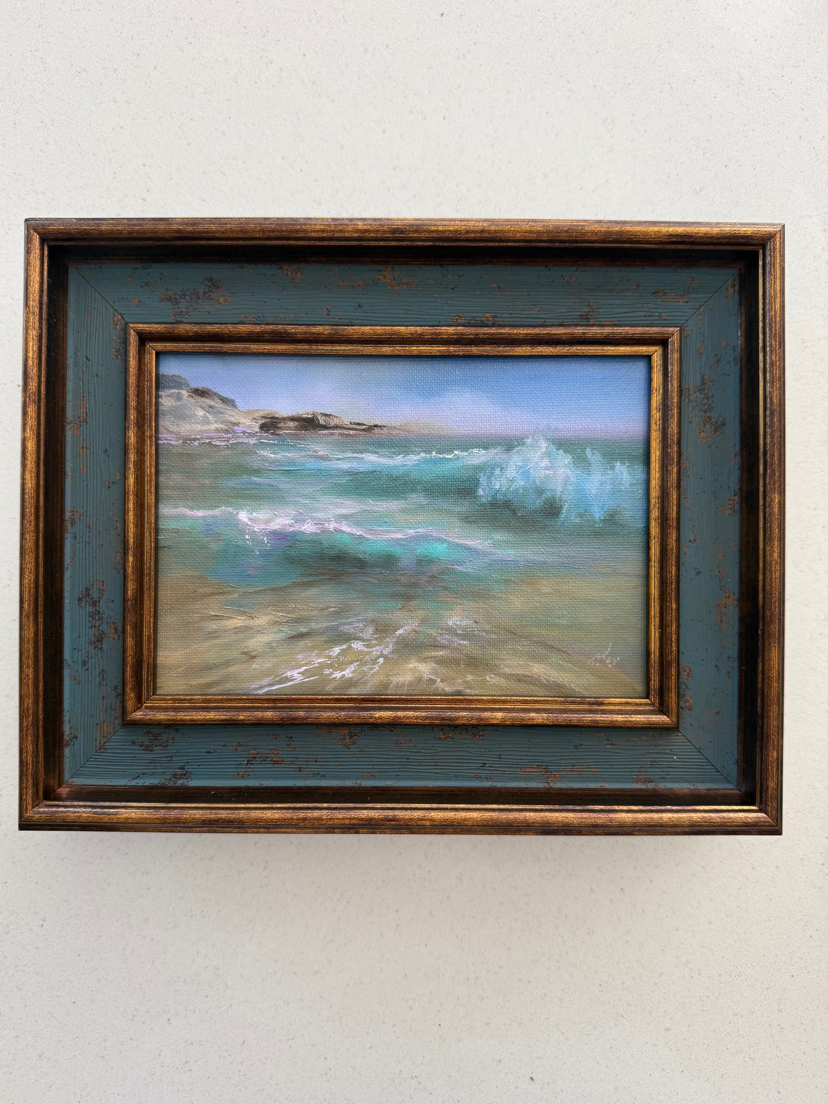 Summer Tides. Summer memories series, 13x18 cm, original seascape oil painting