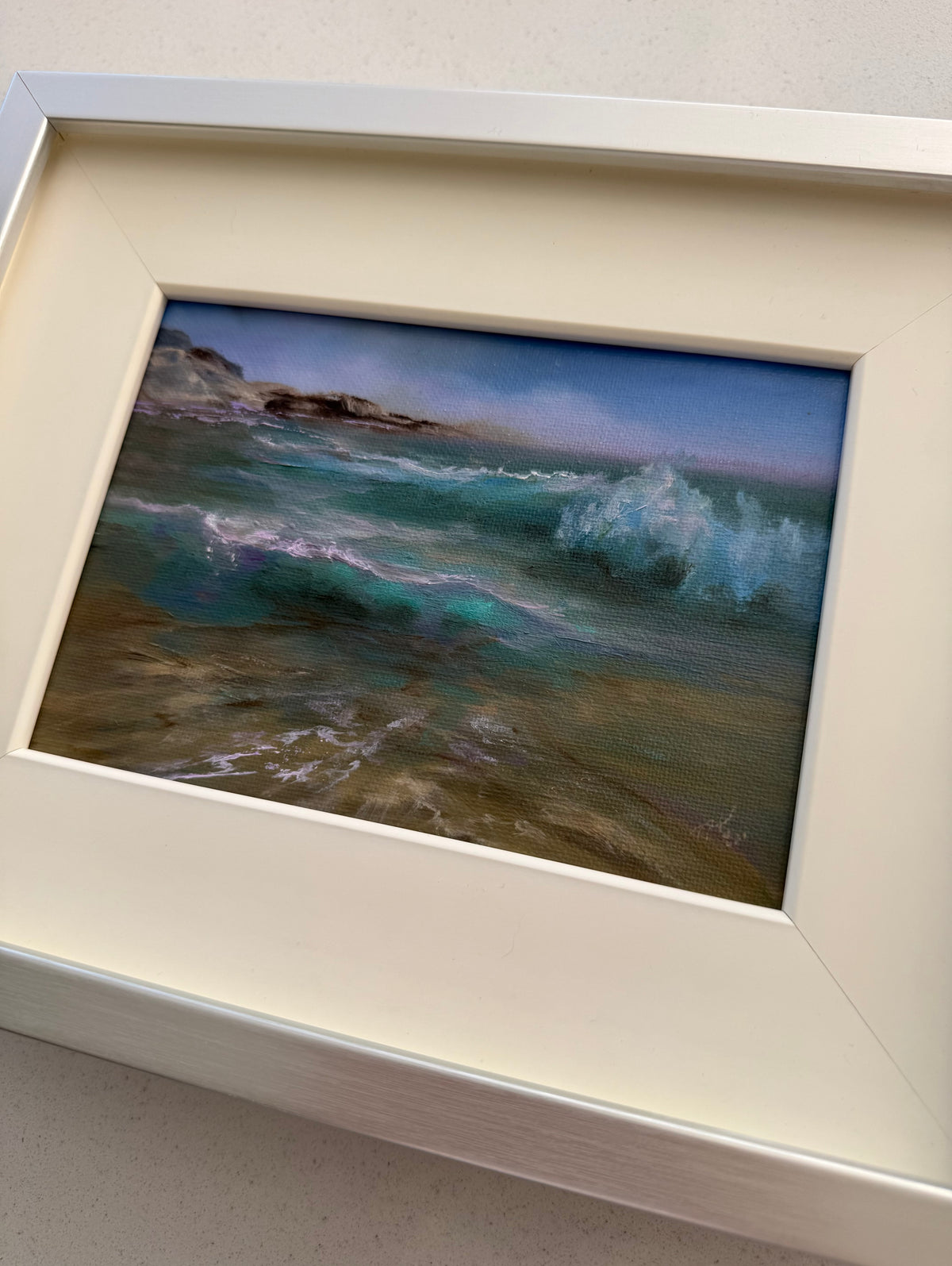 Summer Tides. Summer memories series, 13x18 cm, original seascape oil painting