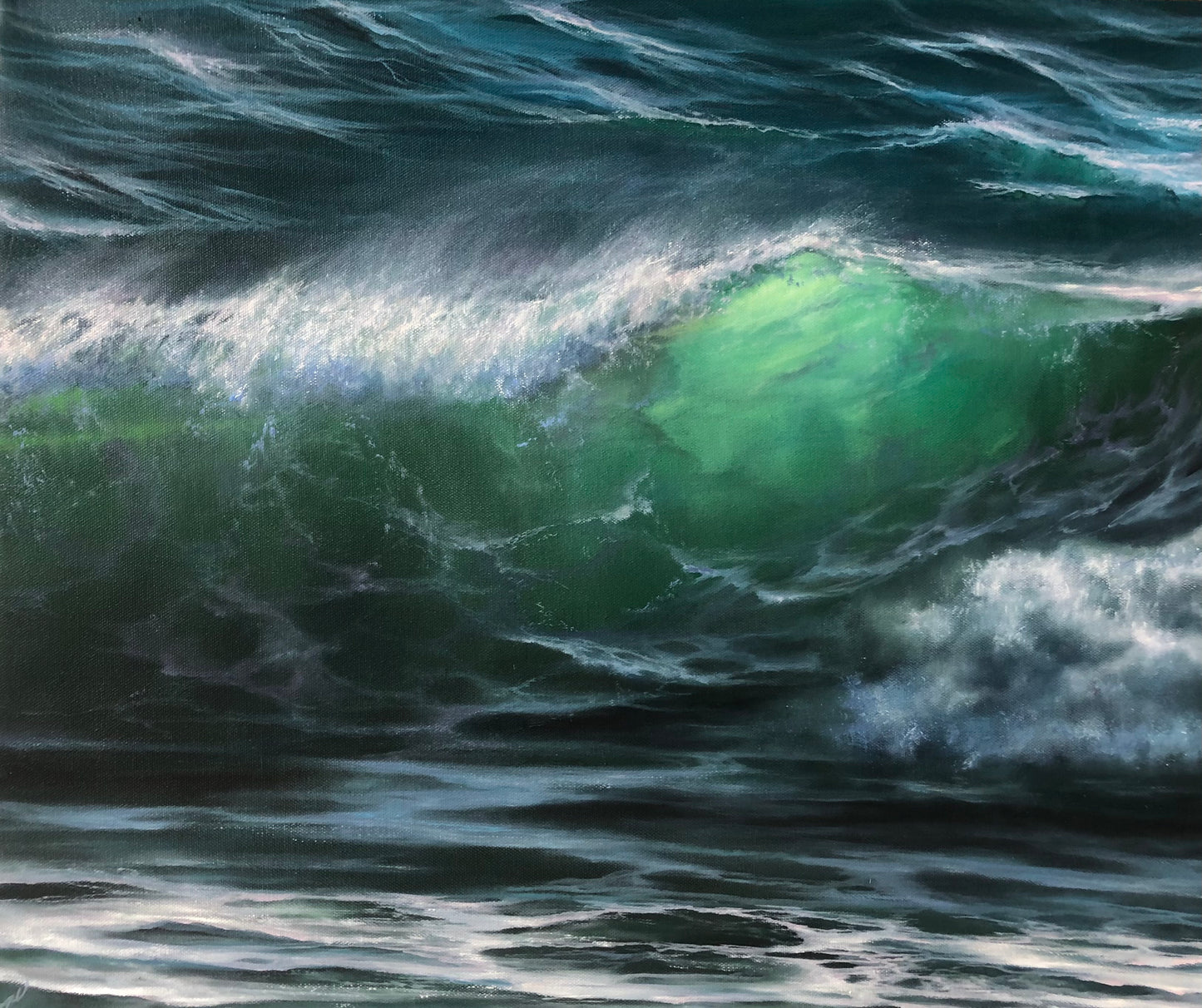 Clear wave oil painting