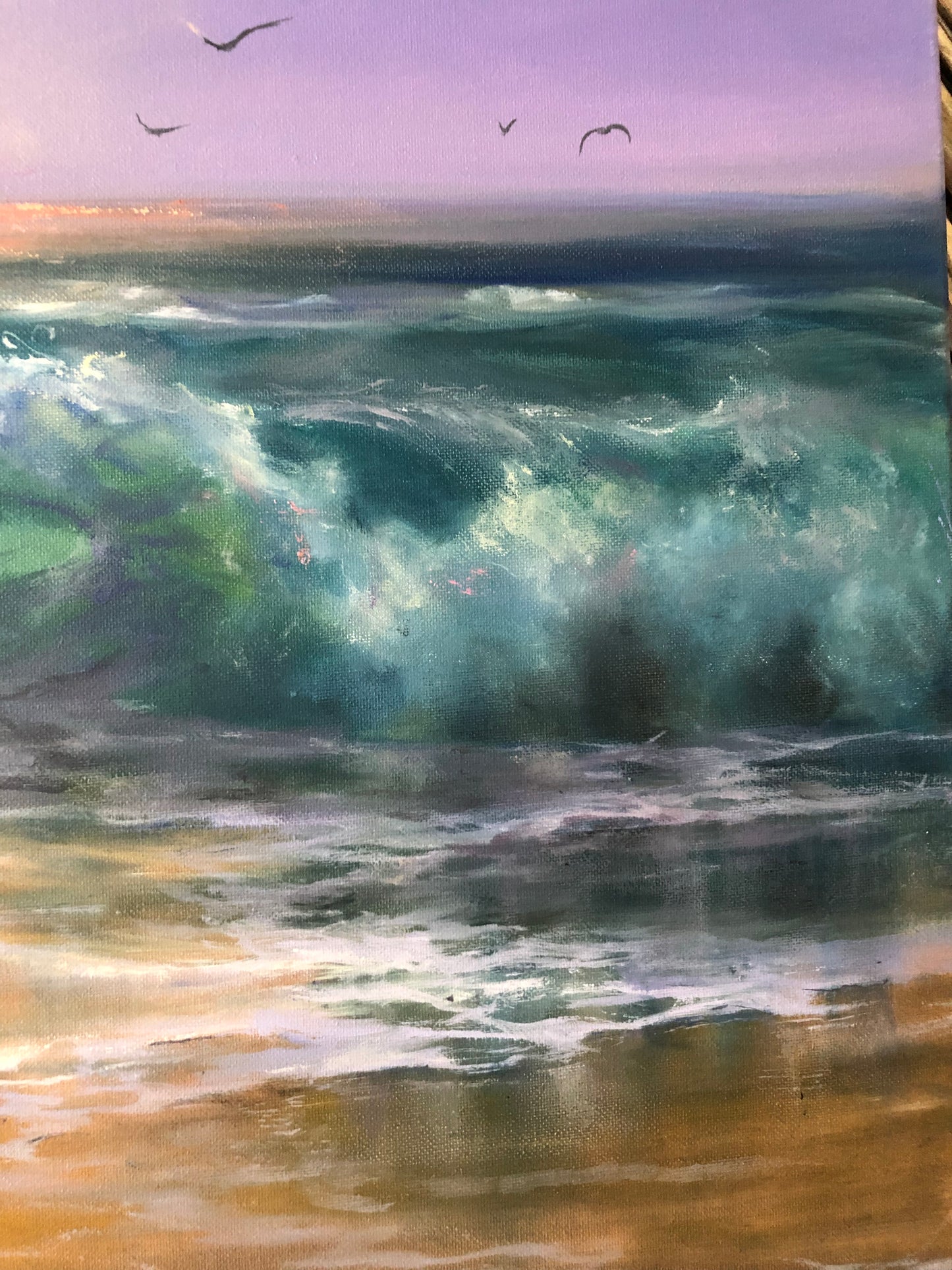 crushing waves oil painting