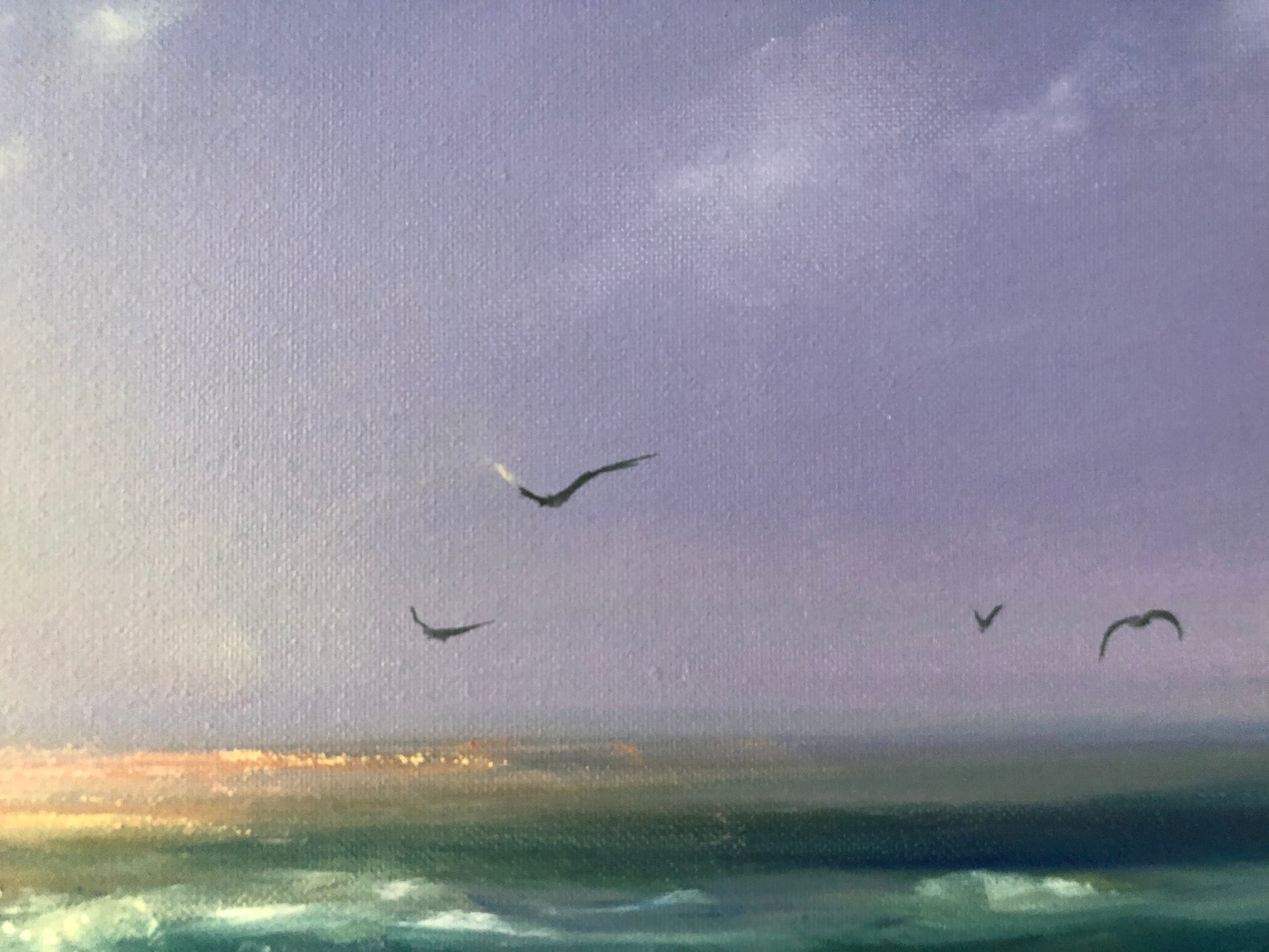 seagulls oil painting