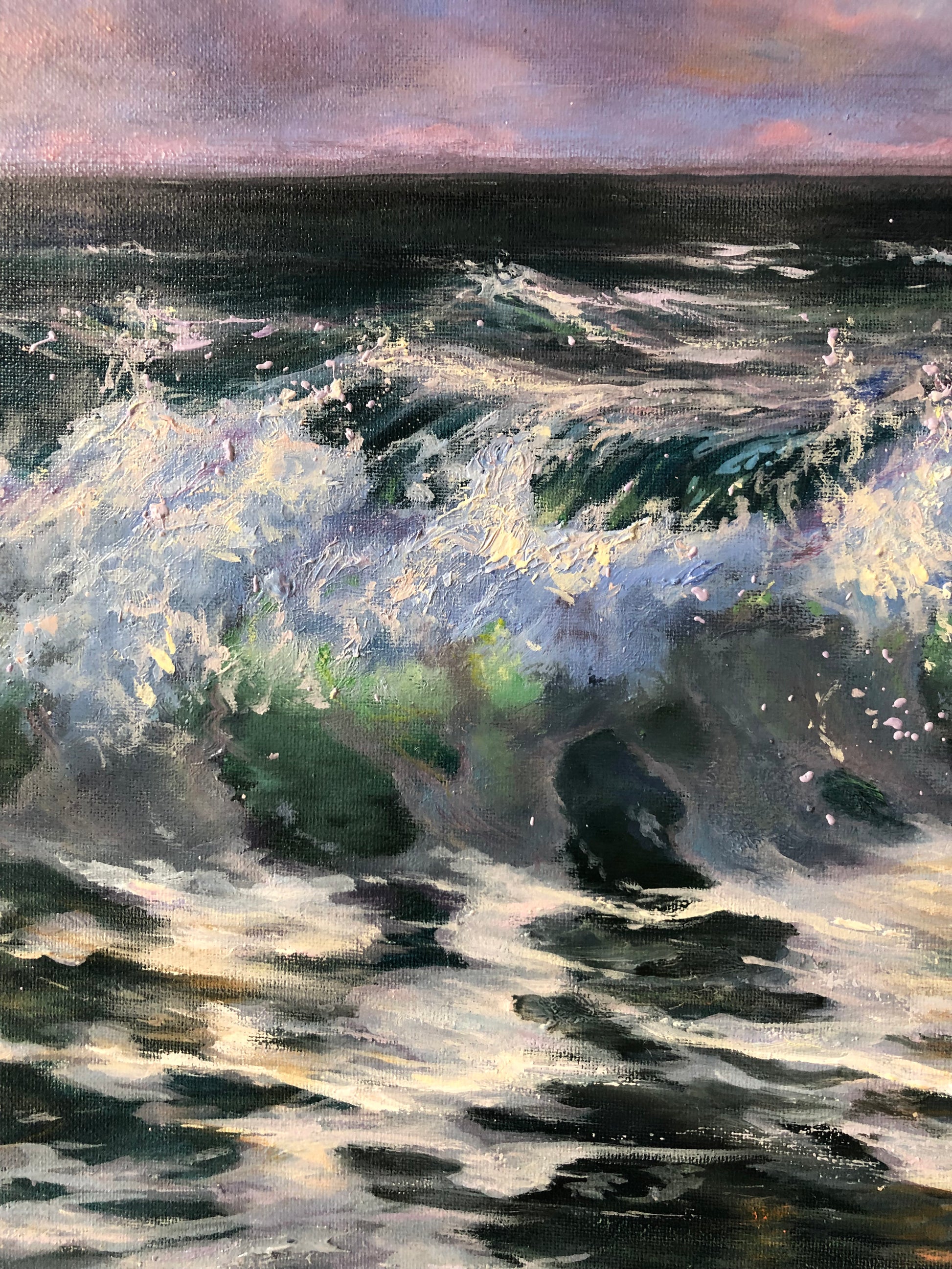 clear wave oil painting