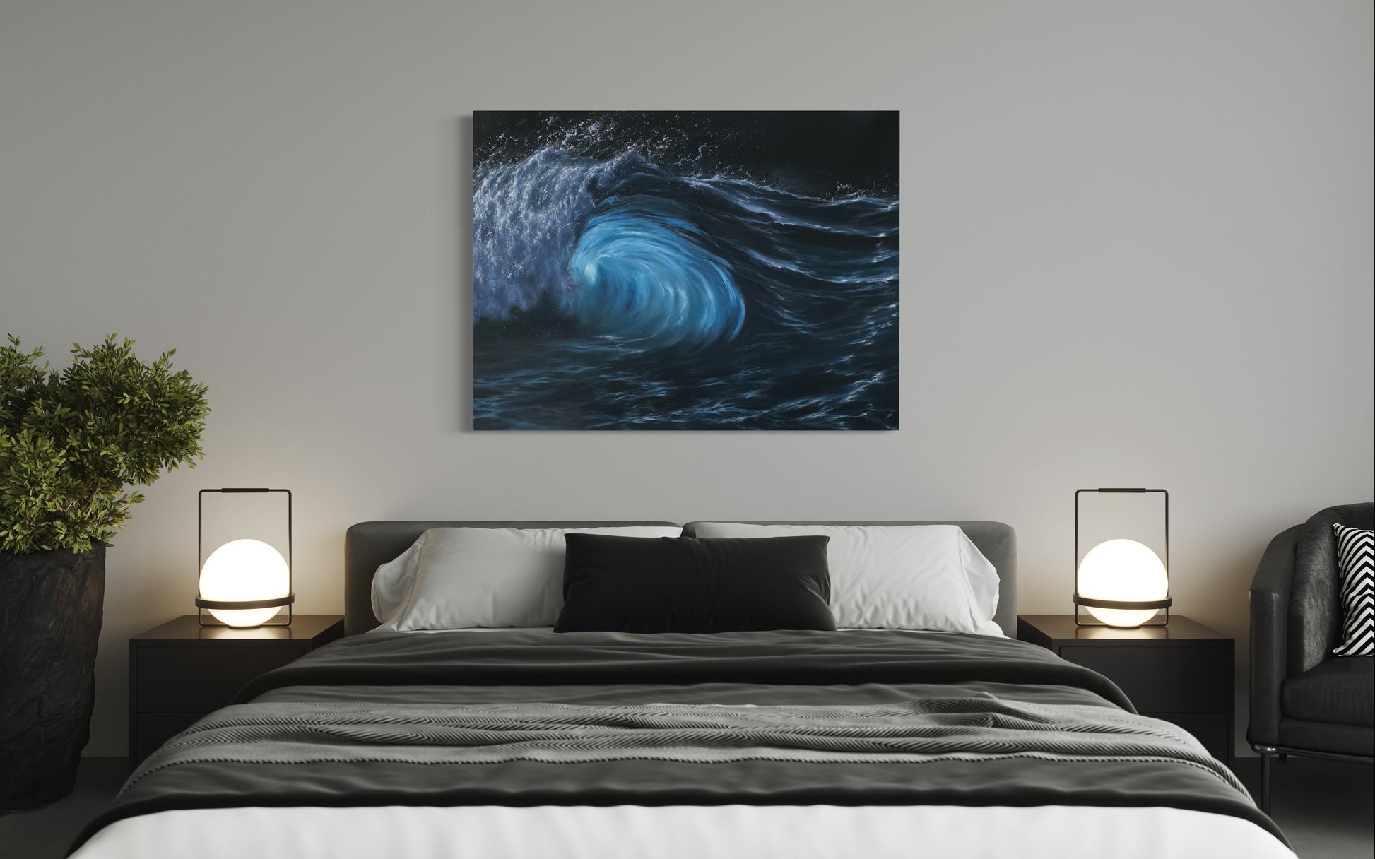 ocean at night oil painting