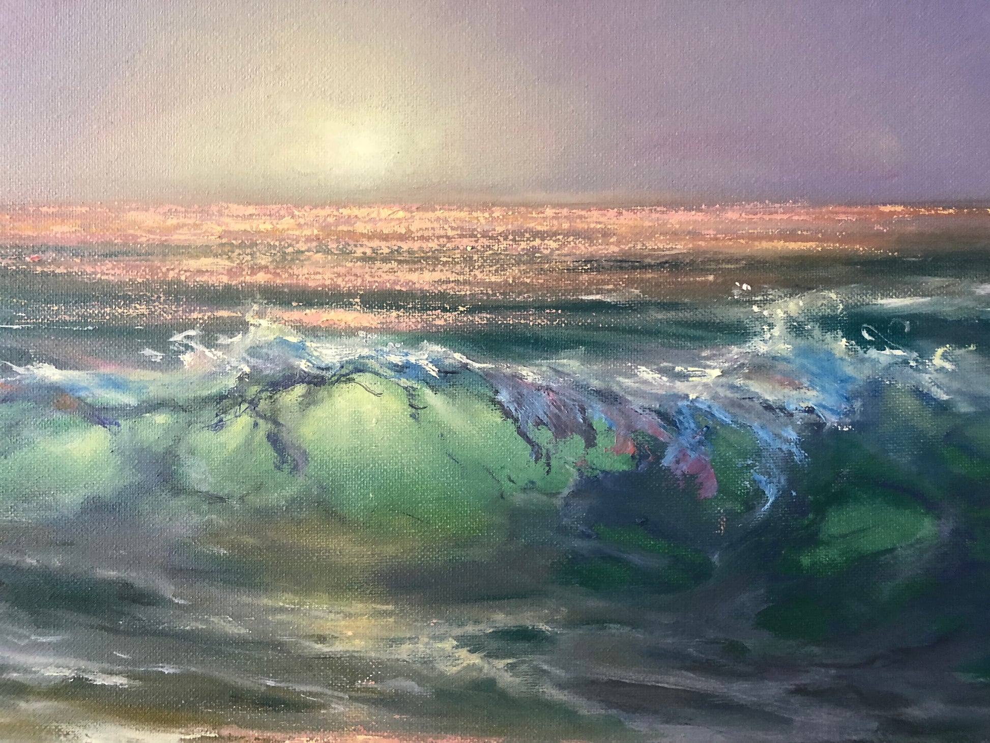 sunrise over ocean oil painting