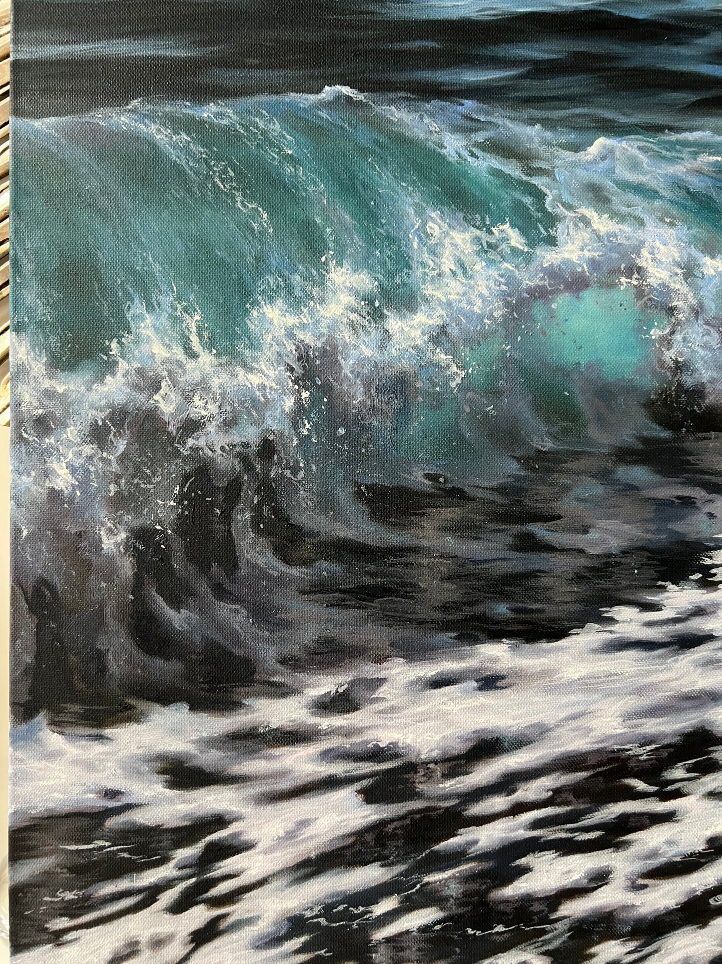 crushing waves oil painting