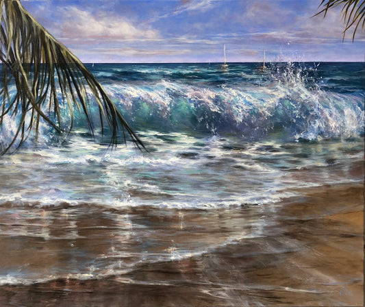 tropical ocean oil painting