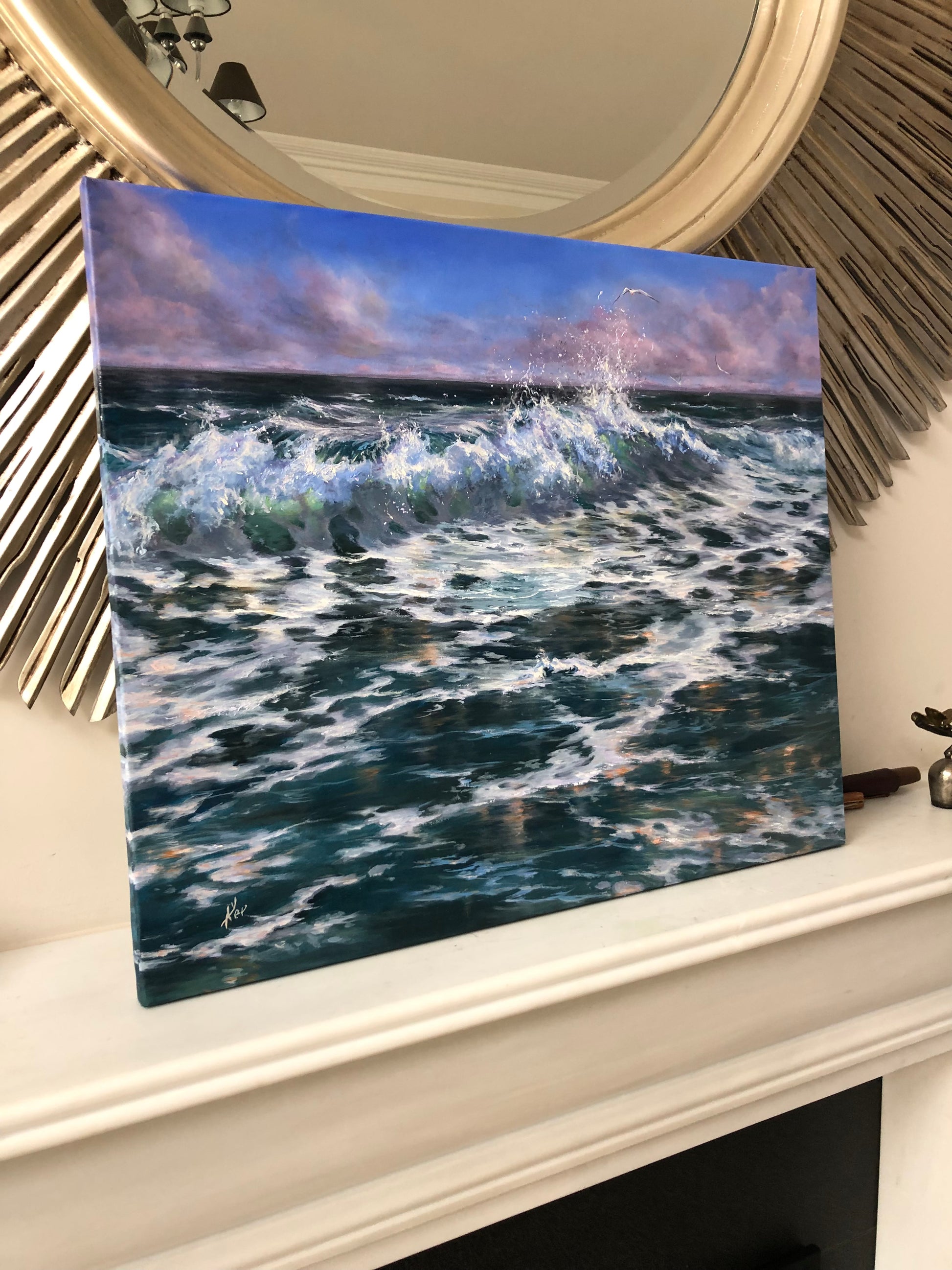 crushing big wave oil painting