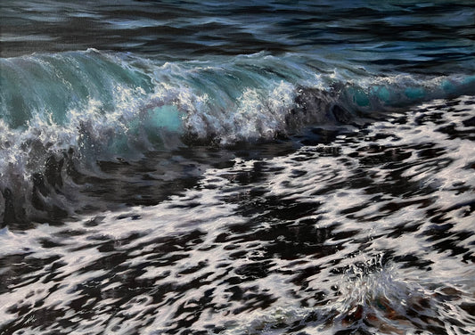 turquoise wave oil painting